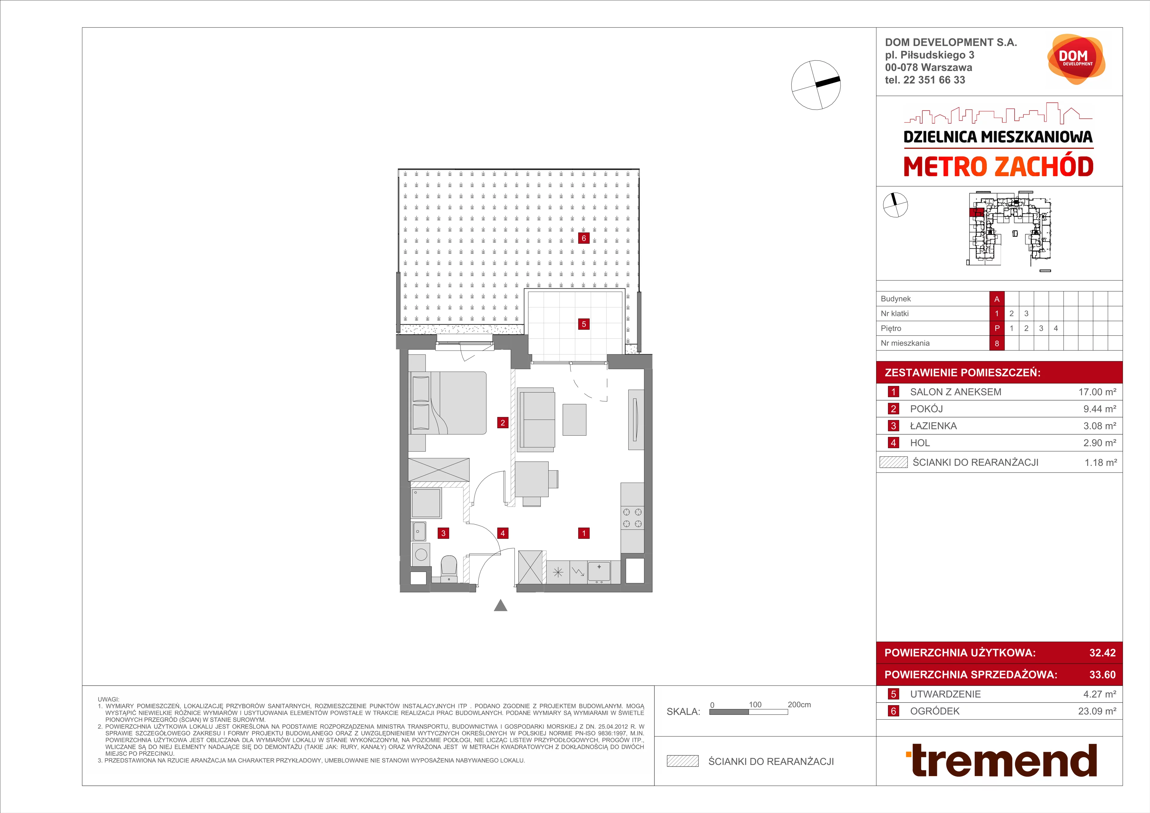 2 pokoje, mieszkanie 33,60 m², parter, oferta nr A/8, Metro Zachód 8 bud. A, C, Warszawa, Bemowo, Chrzanów, ul. Szeligowska