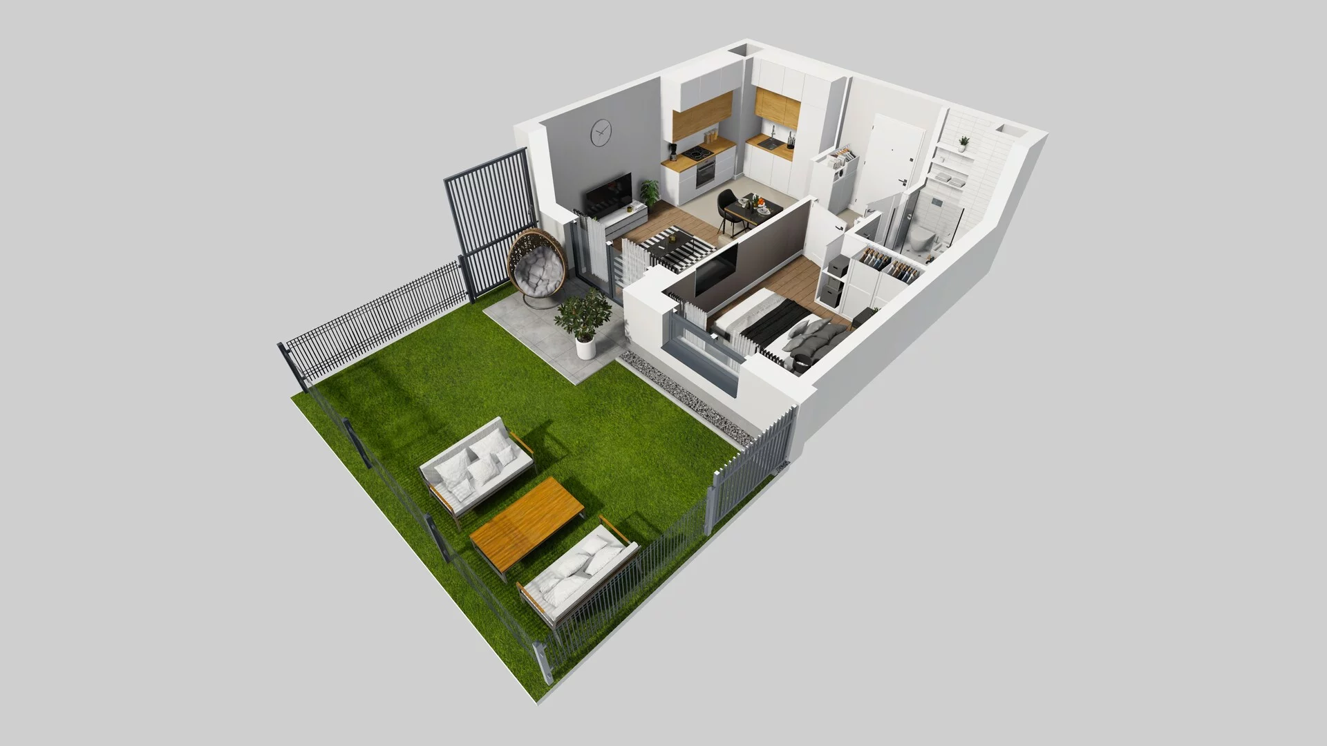 2 pokoje, mieszkanie 33,60 m², parter, oferta nr A/8, Metro Zachód 8 bud. A, C, Warszawa, Bemowo, Chrzanów, ul. Szeligowska
