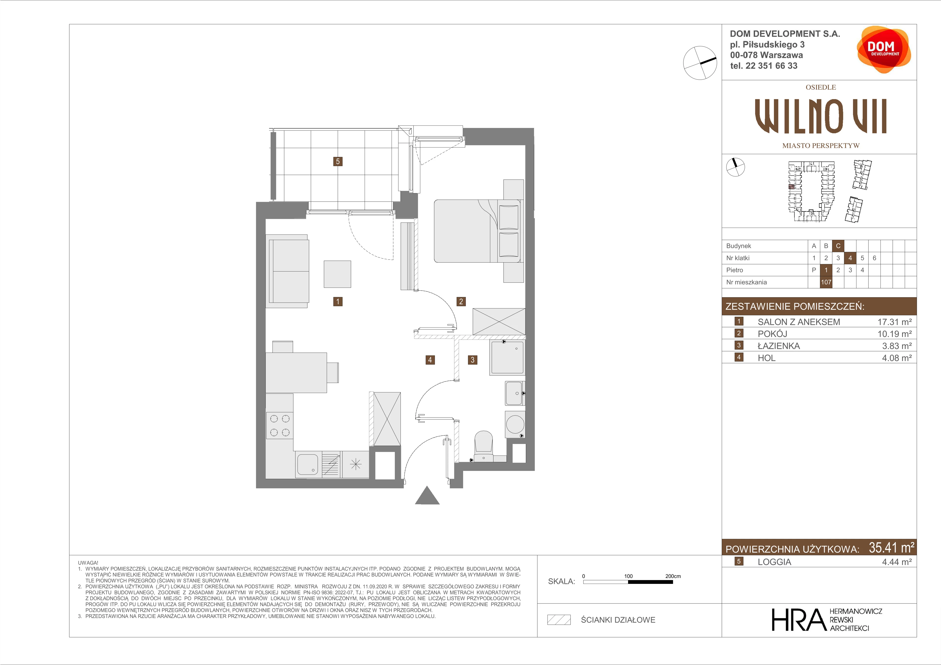 Mieszkanie 35,41 m², piętro 1, oferta nr C/107, Osiedle Wilno 7, Warszawa, Targówek, Elsnerów, ul. Janowiecka