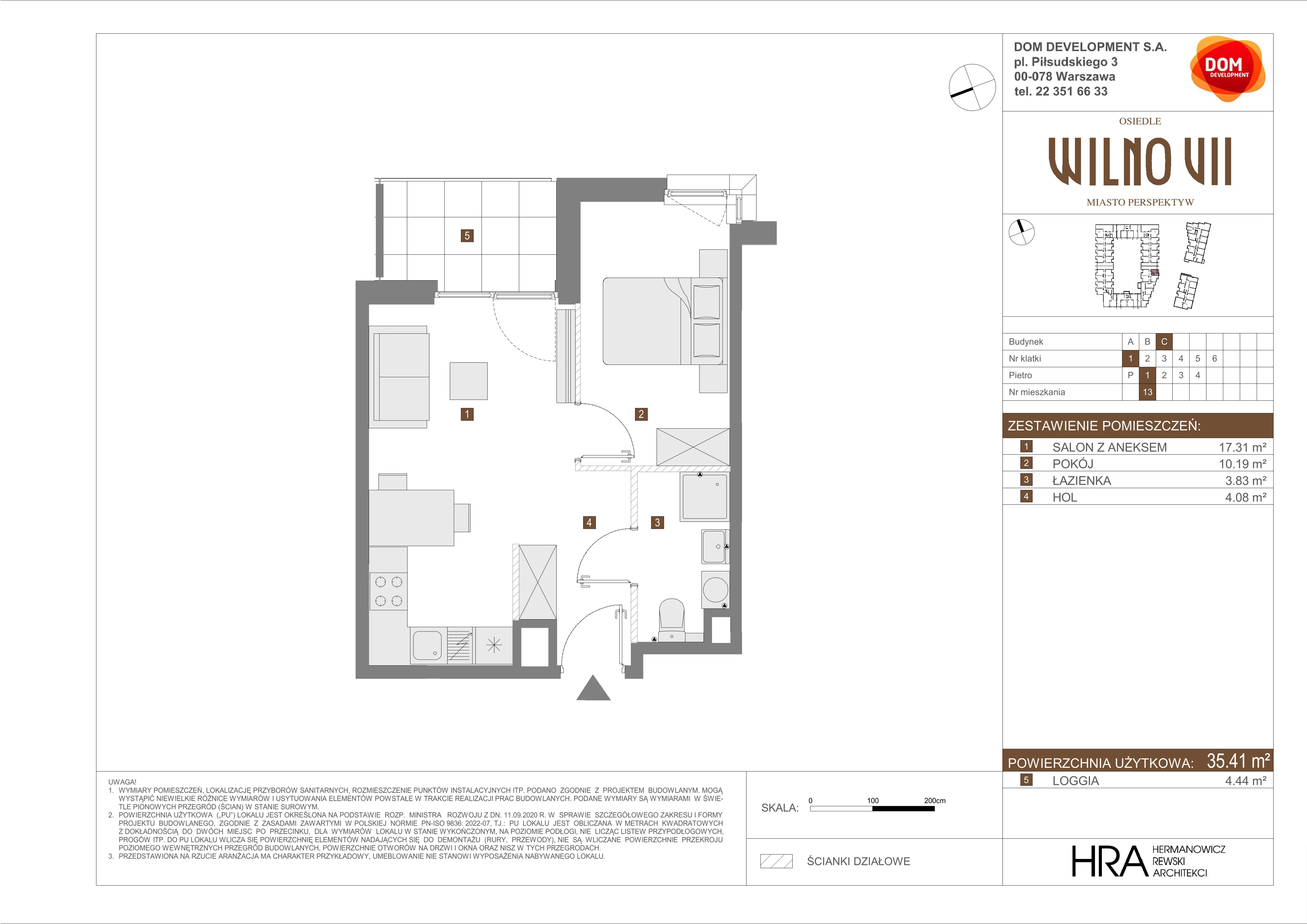 Mieszkanie 35,41 m², piętro 1, oferta nr C/13, Osiedle Wilno 7, Warszawa, Targówek, Elsnerów, ul. Janowiecka