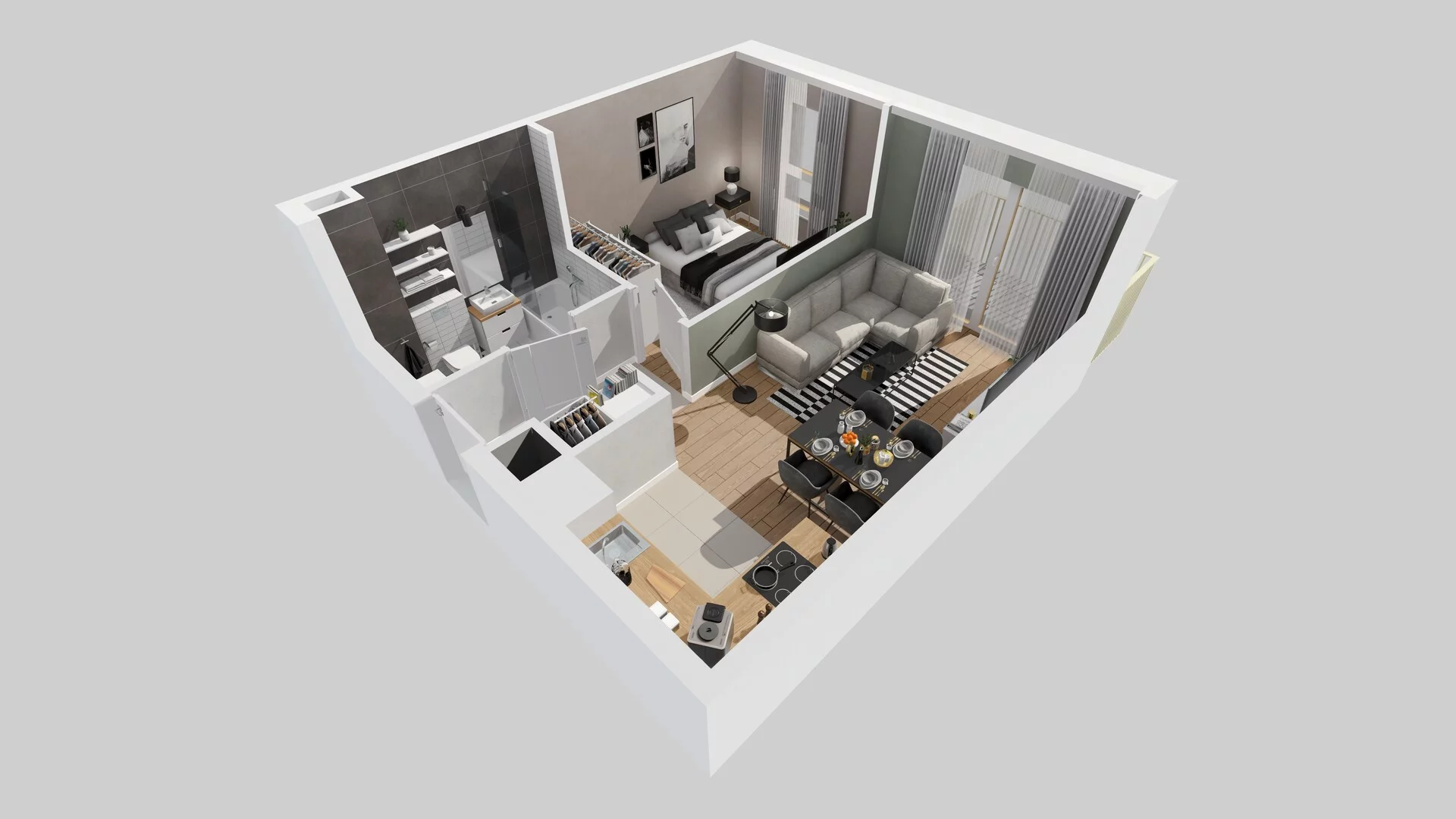 2 pokoje, mieszkanie 35,53 m², piętro 1, oferta nr A/6, Osiedle Zielna 4.2, Wrocław, Psie Pole-Zawidawie, Psie Pole, ul. Zielna