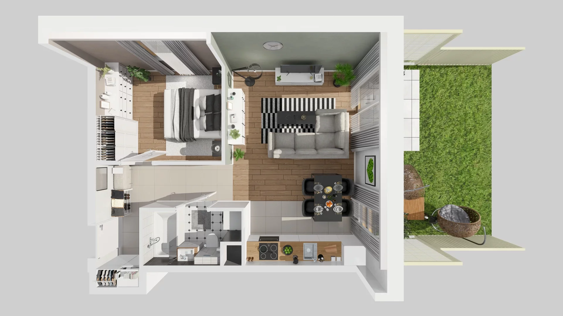 2 pokoje, mieszkanie 42,43 m², parter, oferta nr B/1, Osiedle Zielna 4.2, Wrocław, Psie Pole-Zawidawie, Psie Pole, ul. Zielna