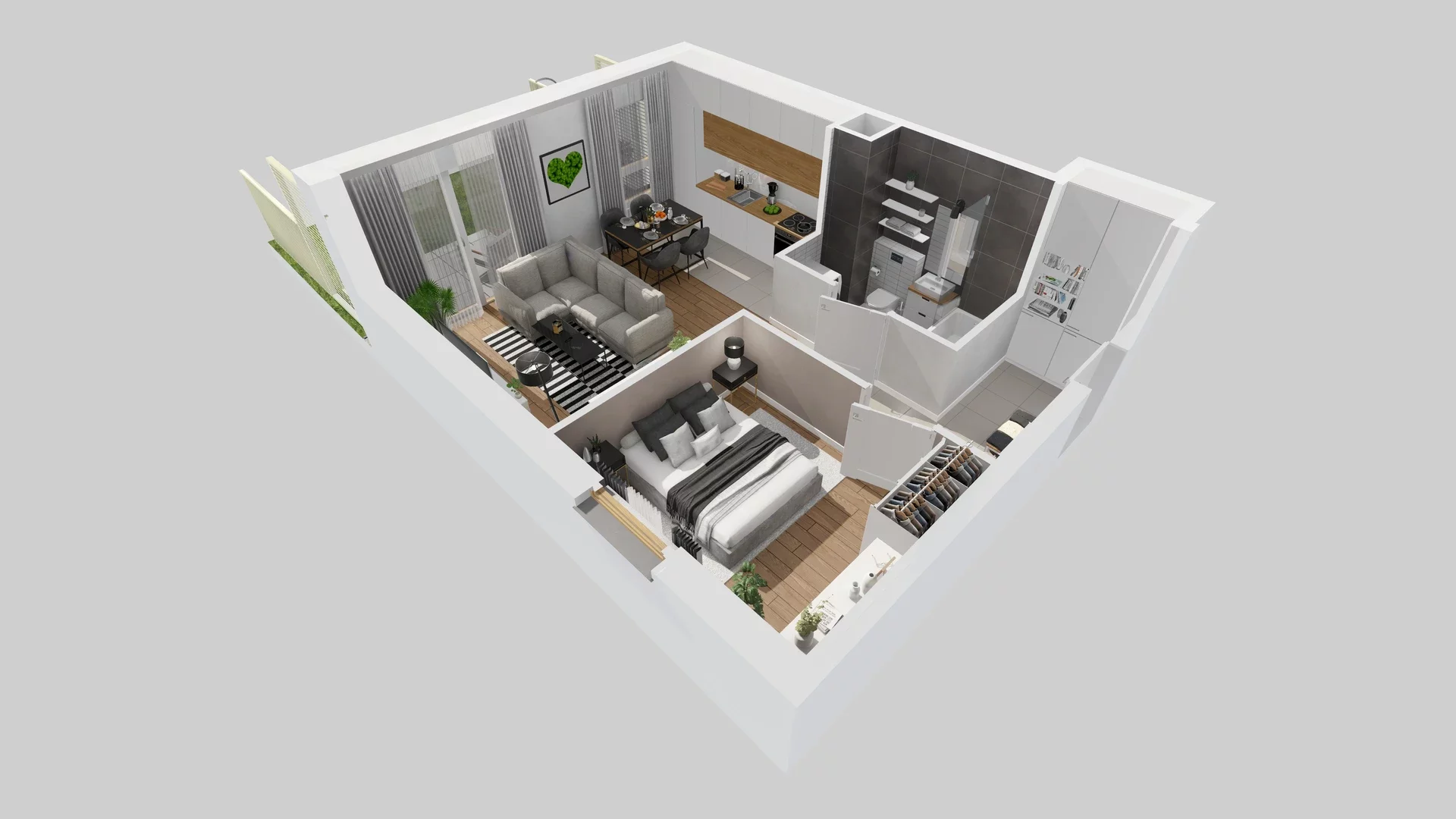 2 pokoje, mieszkanie 42,43 m², parter, oferta nr B/1, Osiedle Zielna 4.2, Wrocław, Psie Pole-Zawidawie, Psie Pole, ul. Zielna