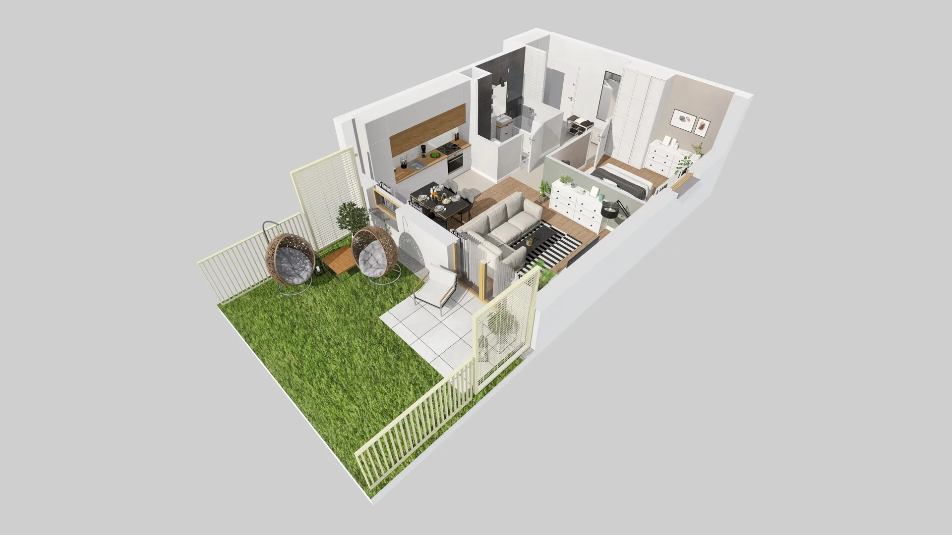 2 pokoje, mieszkanie 42,43 m², parter, oferta nr B/1, Osiedle Zielna 4.2, Wrocław, Psie Pole-Zawidawie, Psie Pole, ul. Zielna
