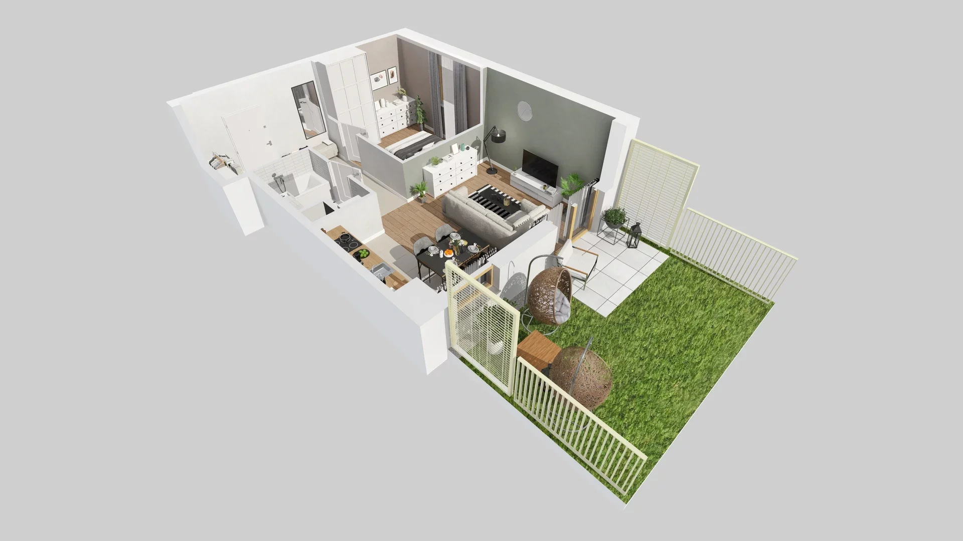 2 pokoje, mieszkanie 42,43 m², parter, oferta nr B/1, Osiedle Zielna 4.2, Wrocław, Psie Pole-Zawidawie, Psie Pole, ul. Zielna