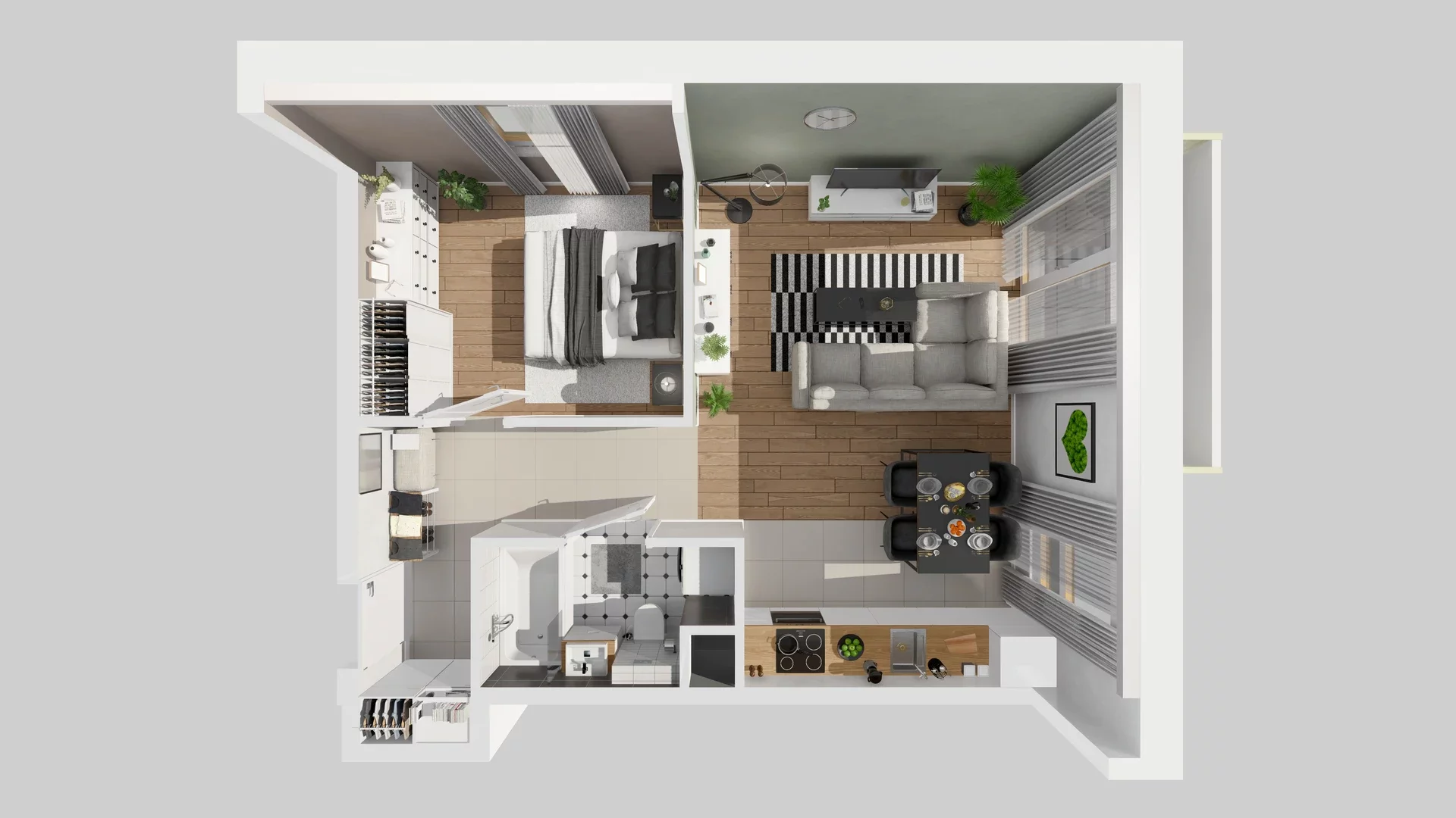 2 pokoje, mieszkanie 42,43 m², piętro 1, oferta nr B/8, Osiedle Zielna 4.2, Wrocław, Psie Pole-Zawidawie, Psie Pole, ul. Zielna