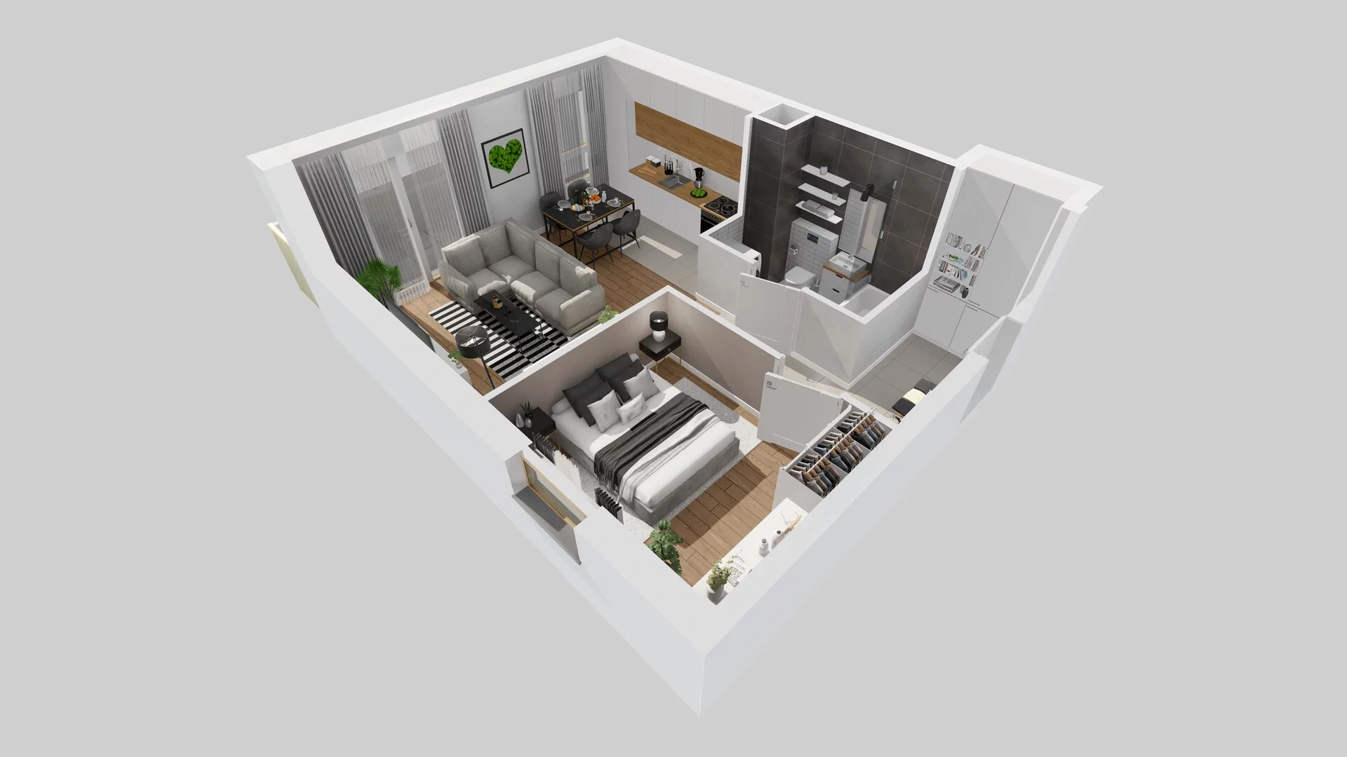 2 pokoje, mieszkanie 42,43 m², piętro 1, oferta nr B/8, Osiedle Zielna 4.2, Wrocław, Psie Pole-Zawidawie, Psie Pole, ul. Zielna