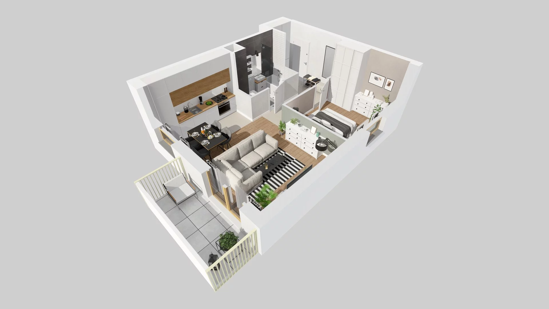 2 pokoje, mieszkanie 42,43 m², piętro 1, oferta nr B/8, Osiedle Zielna 4.2, Wrocław, Psie Pole-Zawidawie, Psie Pole, ul. Zielna