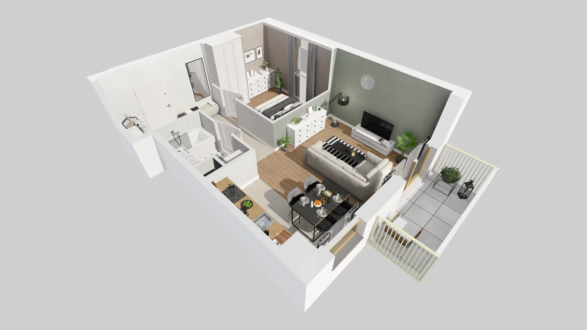 2 pokoje, mieszkanie 42,43 m², piętro 1, oferta nr B/8, Osiedle Zielna 4.2, Wrocław, Psie Pole-Zawidawie, Psie Pole, ul. Zielna