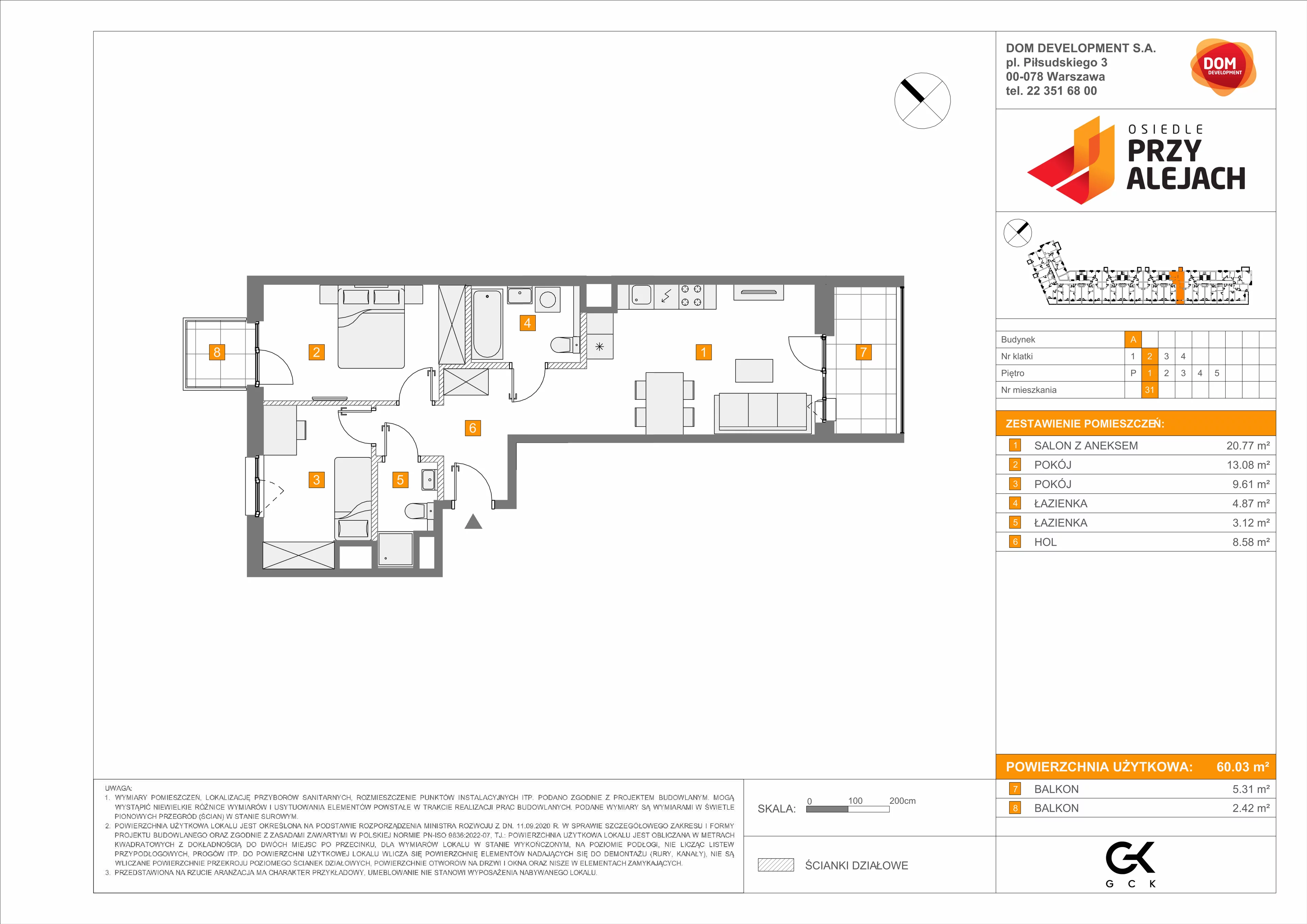 Mieszkanie 60,03 m², piętro 1, oferta nr A/31, Osiedle przy Alejach, Warszawa, Włochy, Stare Włochy, Aleje Jerozolimskie 190