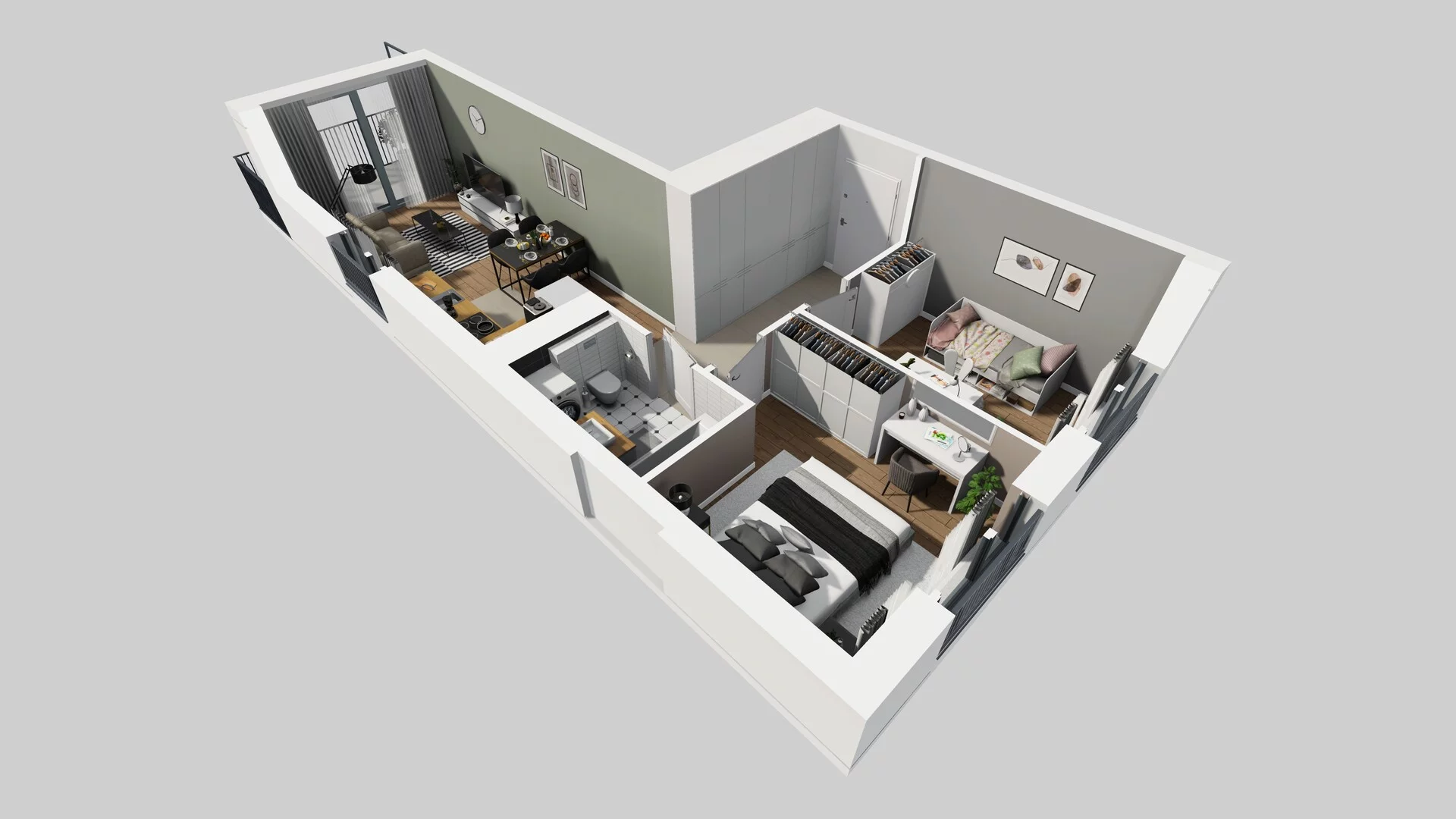 3 pokoje, mieszkanie 52,61 m², piętro 1, oferta nr H/1, Osiedle Górka Narodowa, Kraków, Prądnik Biały, Górka Narodowa, ul. Andrzeja Zauchy