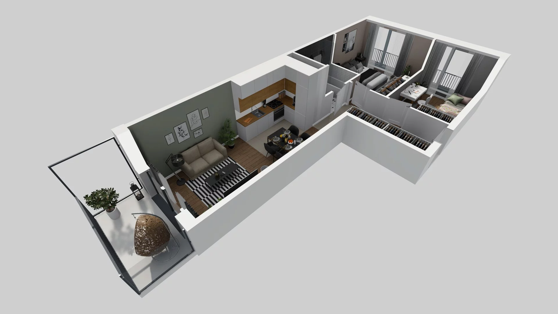 3 pokoje, mieszkanie 52,63 m², piętro 1, oferta nr H/4, Osiedle Górka Narodowa, Kraków, Prądnik Biały, Górka Narodowa, ul. Andrzeja Zauchy