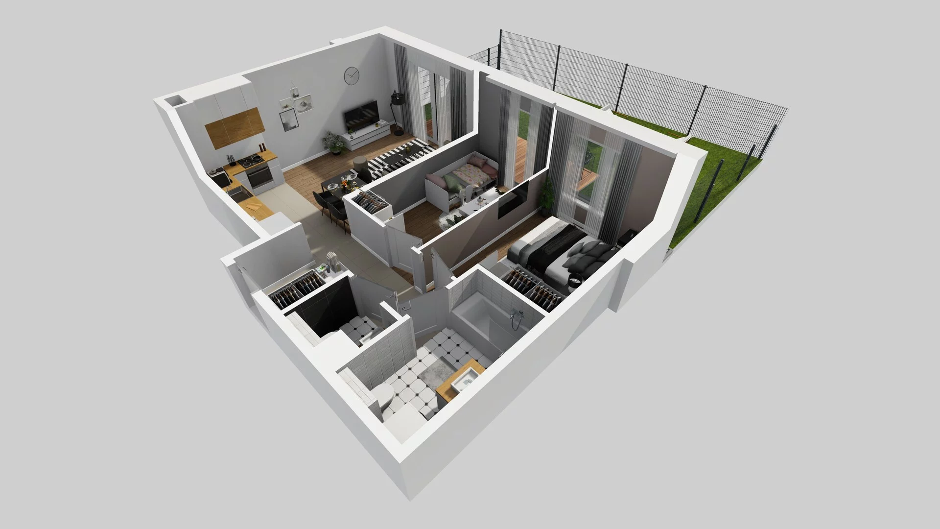 3 pokoje, mieszkanie 57,19 m², parter, oferta nr G/2, Wille Biskupin, Wrocław, Biskupin-Sępolno-Dąbie-Bartoszowice, Śródmieście, ul. Braci Gierymskich 156