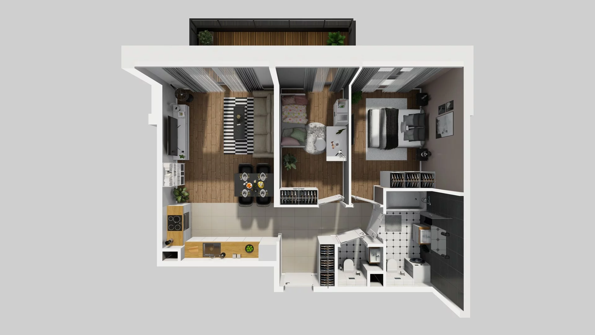 3 pokoje, mieszkanie 56,13 m², piętro 1, oferta nr M/5, Wille Biskupin etap 3, Wrocław, Biskupin-Sępolno-Dąbie-Bartoszowice, Śródmieście, ul. Braci Gierymskich