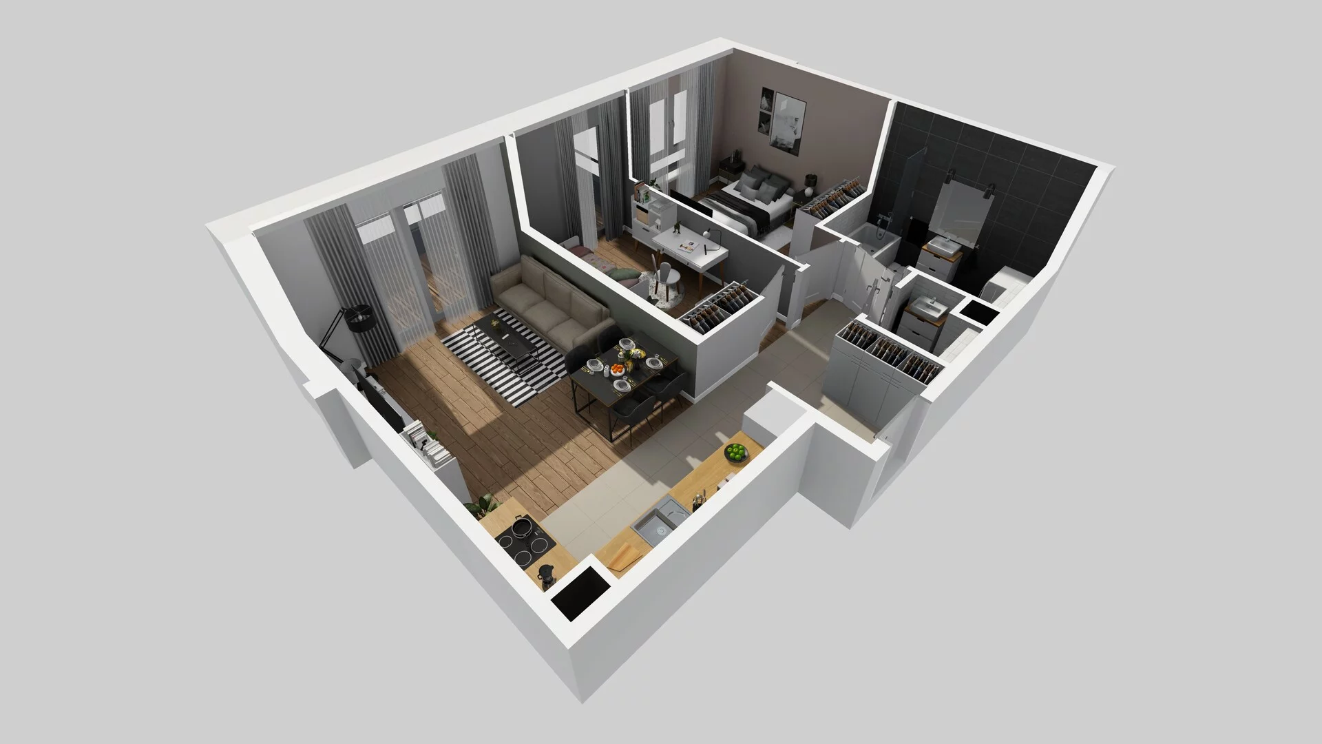 3 pokoje, mieszkanie 56,13 m², piętro 1, oferta nr M/5, Wille Biskupin etap 3, Wrocław, Biskupin-Sępolno-Dąbie-Bartoszowice, Śródmieście, ul. Braci Gierymskich