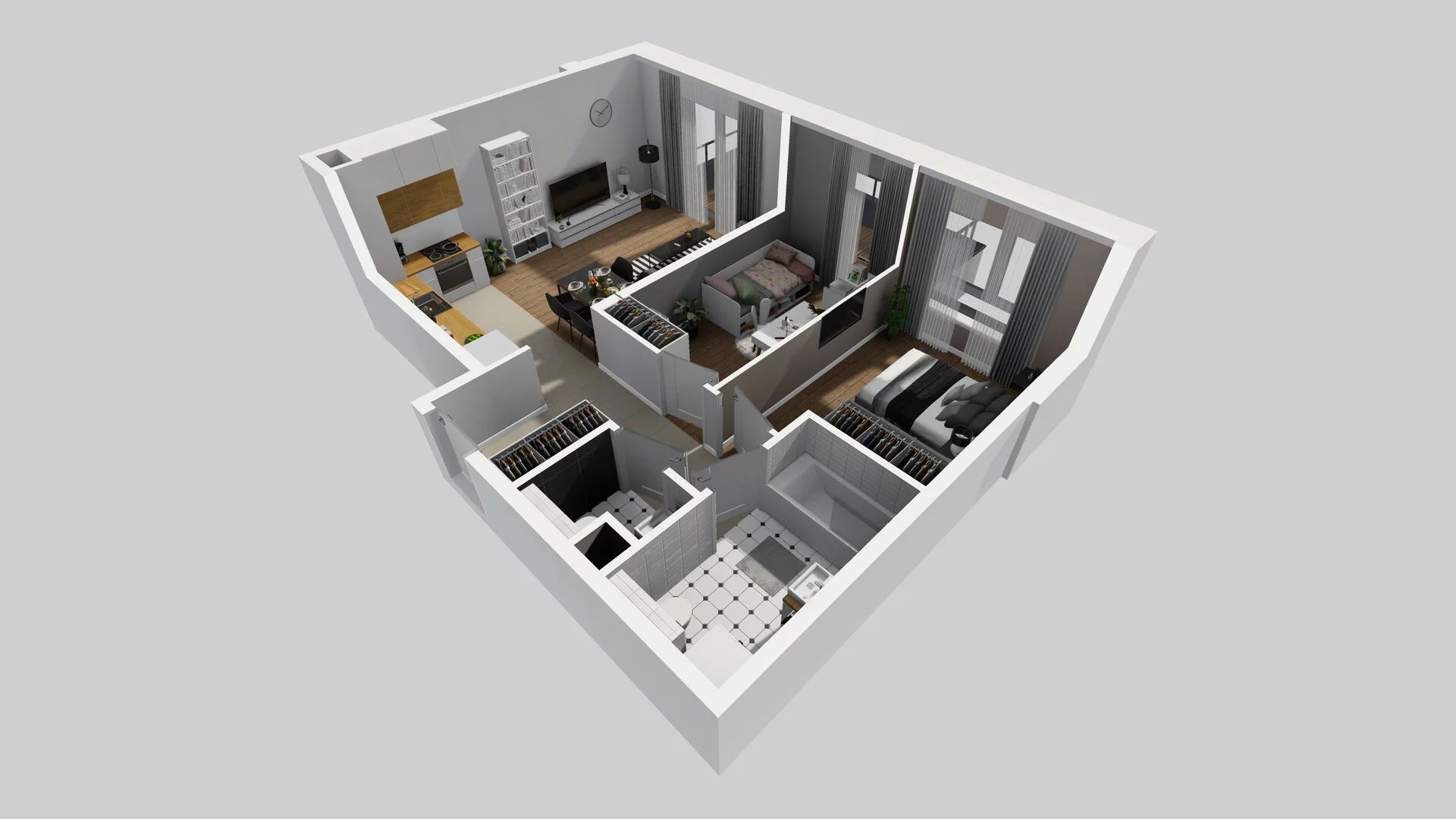 3 pokoje, mieszkanie 56,13 m², piętro 1, oferta nr M/5, Wille Biskupin etap 3, Wrocław, Biskupin-Sępolno-Dąbie-Bartoszowice, Śródmieście, ul. Braci Gierymskich