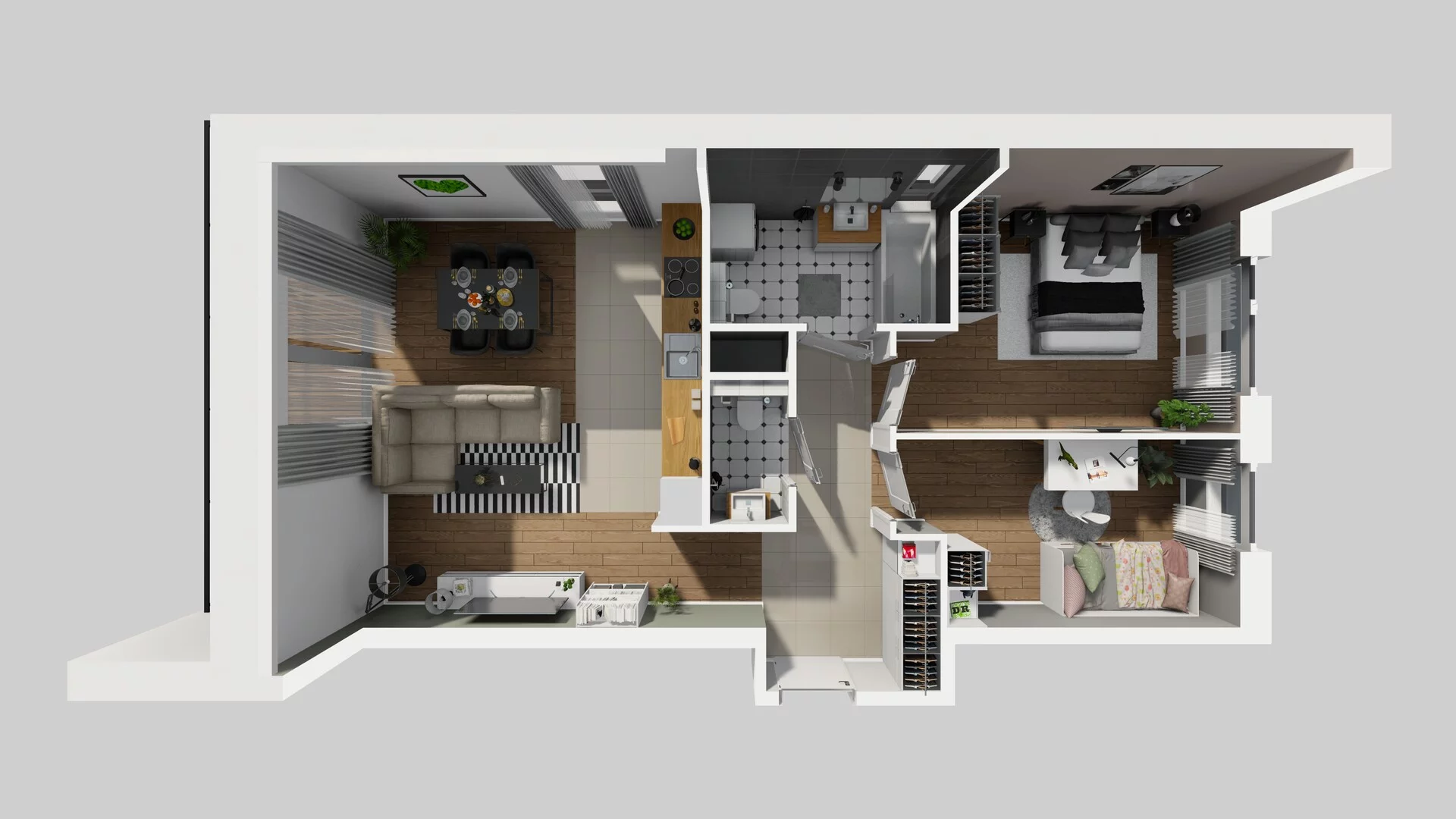 3 pokoje, mieszkanie 63,97 m², piętro 1, oferta nr M/6, Wille Biskupin etap 3, Wrocław, Biskupin-Sępolno-Dąbie-Bartoszowice, Śródmieście, ul. Braci Gierymskich