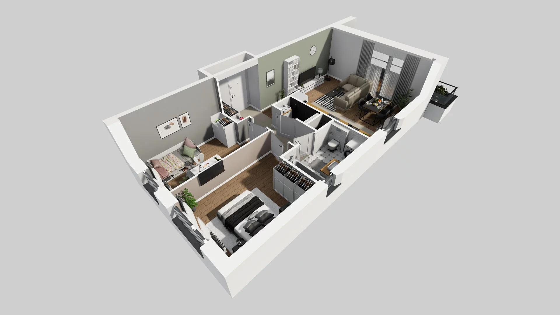 3 pokoje, mieszkanie 63,97 m², piętro 1, oferta nr M/6, Wille Biskupin etap 3, Wrocław, Biskupin-Sępolno-Dąbie-Bartoszowice, Śródmieście, ul. Braci Gierymskich