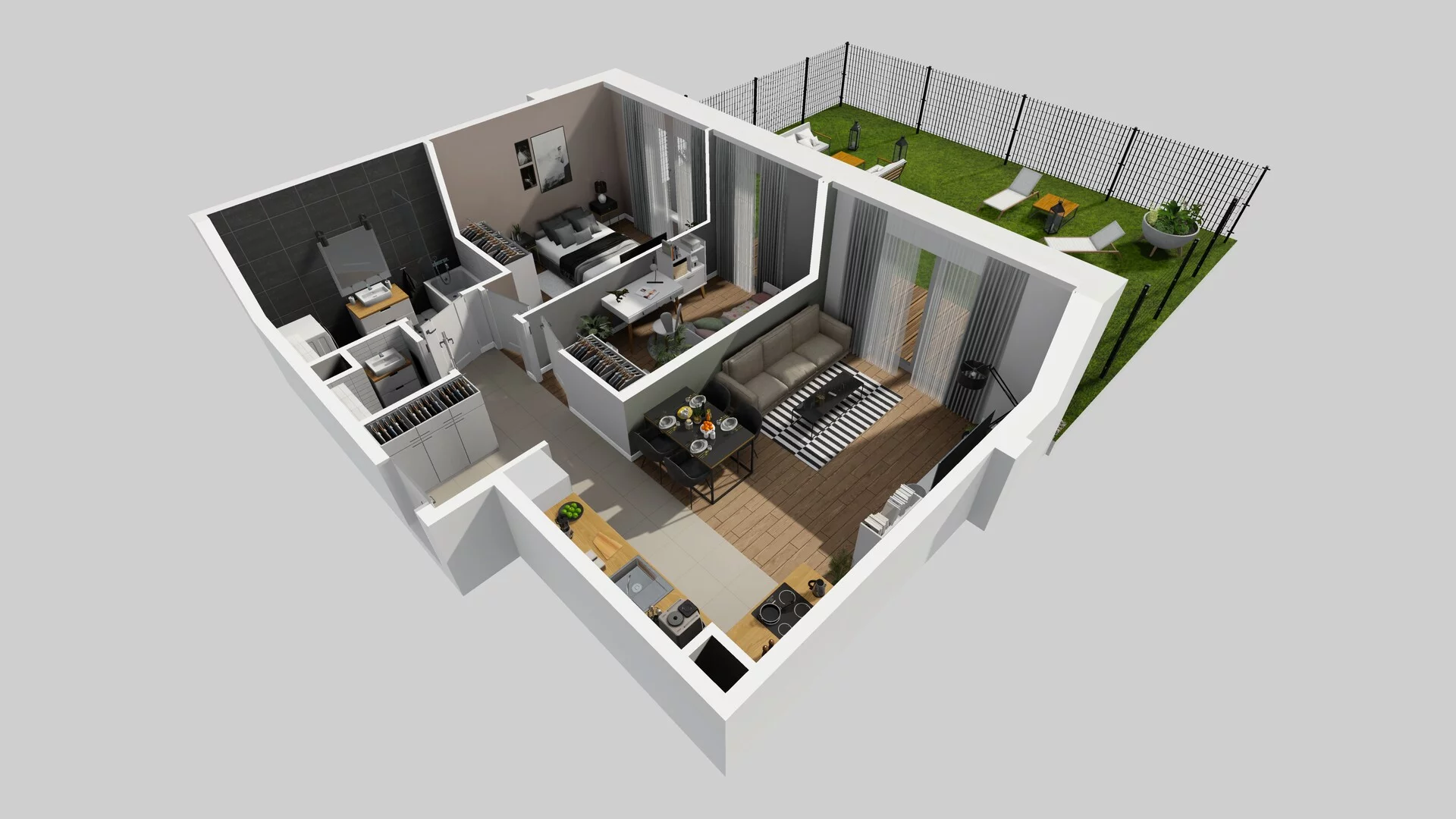 3 pokoje, mieszkanie 56,13 m², parter, oferta nr N/2, Wille Biskupin etap 3, Wrocław, Biskupin-Sępolno-Dąbie-Bartoszowice, Śródmieście, ul. Braci Gierymskich