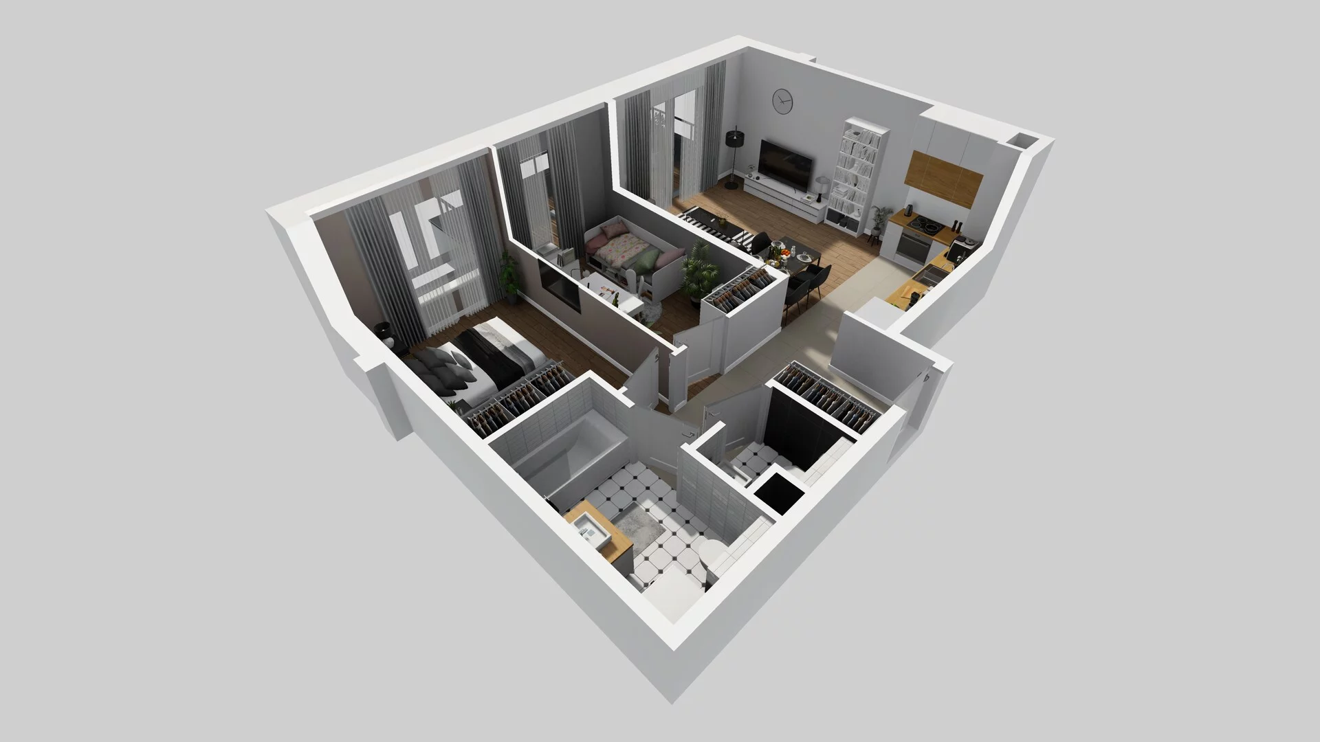 3 pokoje, mieszkanie 56,13 m², piętro 1, oferta nr N/5, Wille Biskupin etap 3, Wrocław, Biskupin-Sępolno-Dąbie-Bartoszowice, Śródmieście, ul. Braci Gierymskich