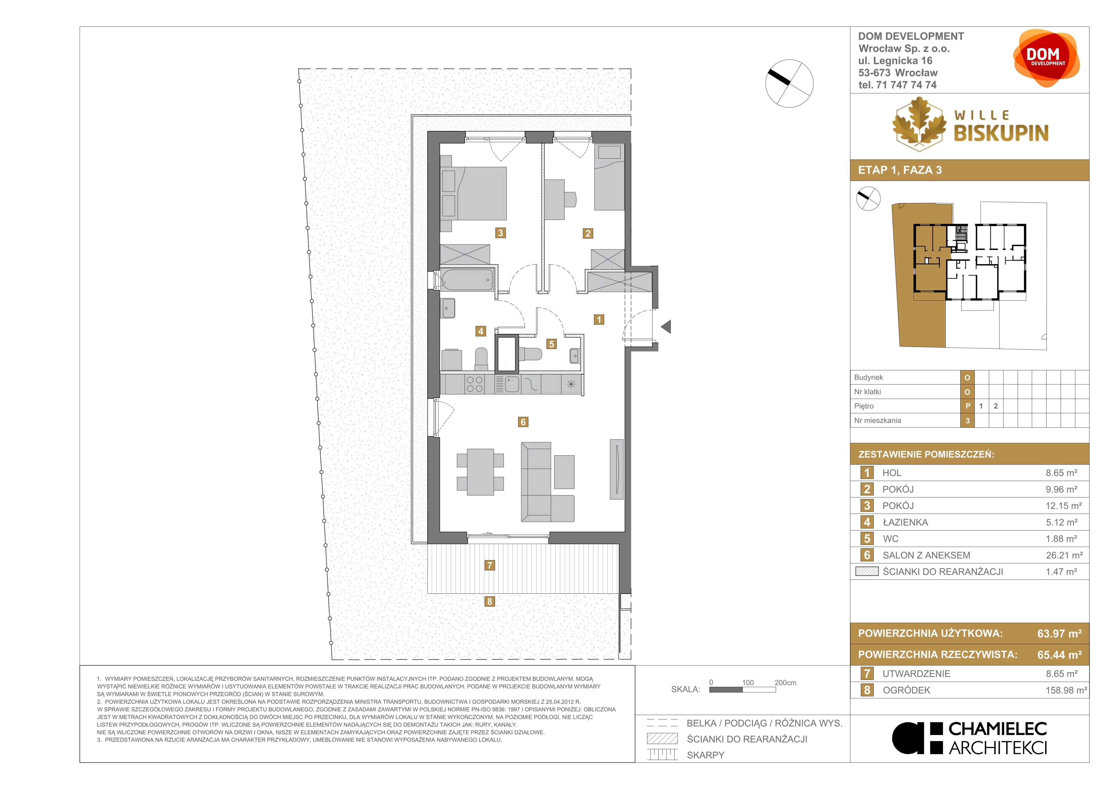 3 pokoje, mieszkanie 63,97 m², parter, oferta nr O/3, Wille Biskupin etap 3, Wrocław, Biskupin-Sępolno-Dąbie-Bartoszowice, Śródmieście, ul. Braci Gierymskich