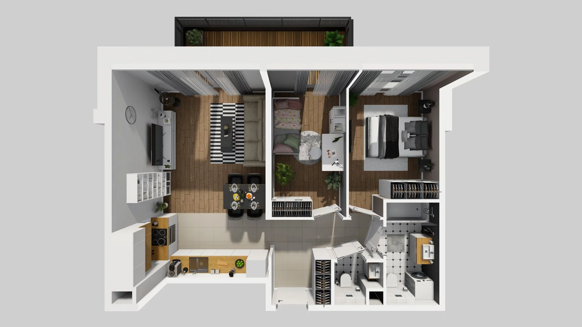 3 pokoje, mieszkanie 56,13 m², piętro 1, oferta nr O/5, Wille Biskupin etap 3, Wrocław, Biskupin-Sępolno-Dąbie-Bartoszowice, Śródmieście, ul. Braci Gierymskich