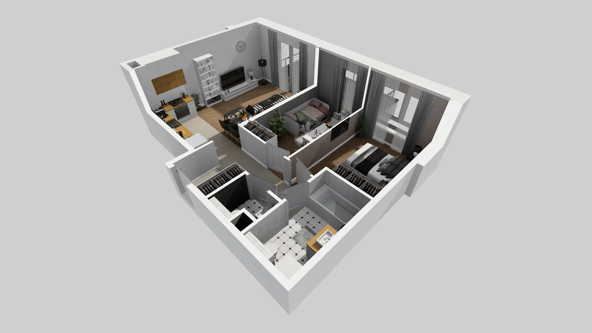 3 pokoje, mieszkanie 56,13 m², piętro 1, oferta nr O/5, Wille Biskupin etap 3, Wrocław, Biskupin-Sępolno-Dąbie-Bartoszowice, Śródmieście, ul. Braci Gierymskich