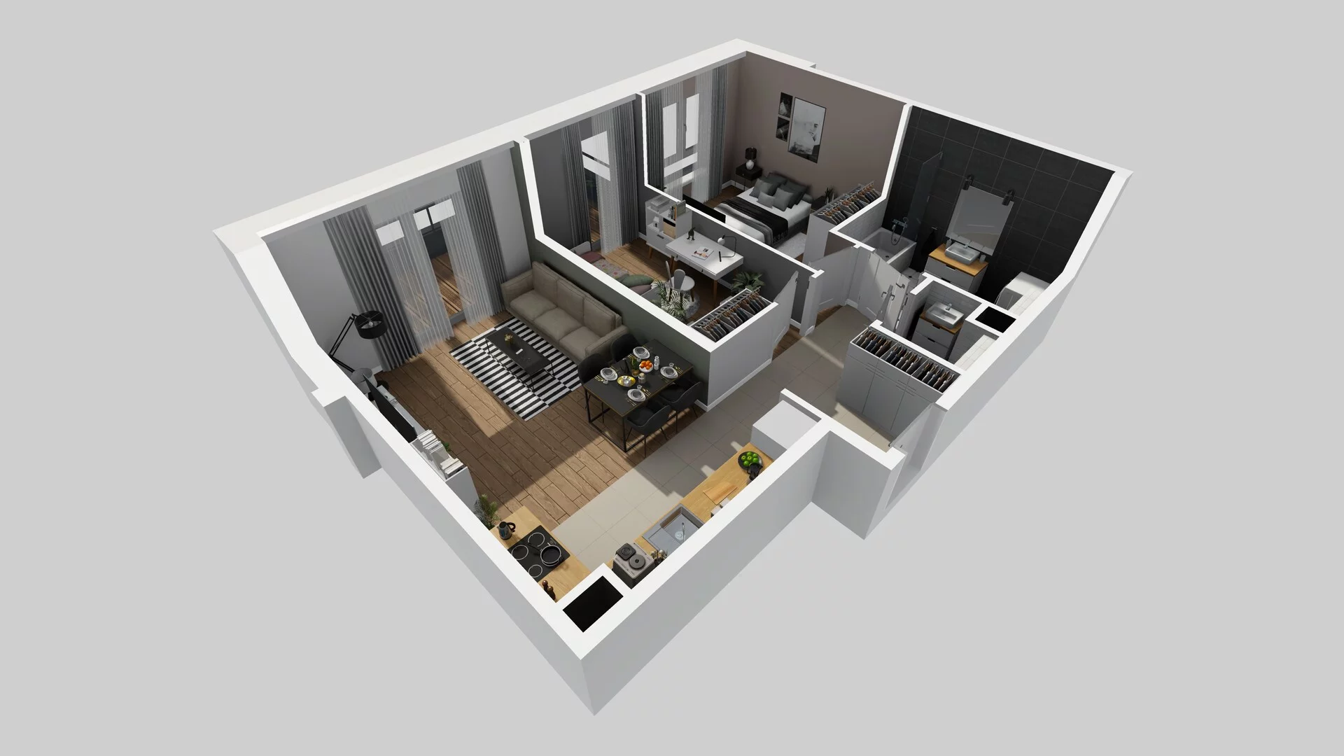 3 pokoje, mieszkanie 56,13 m², piętro 1, oferta nr O/5, Wille Biskupin etap 3, Wrocław, Biskupin-Sępolno-Dąbie-Bartoszowice, Śródmieście, ul. Braci Gierymskich