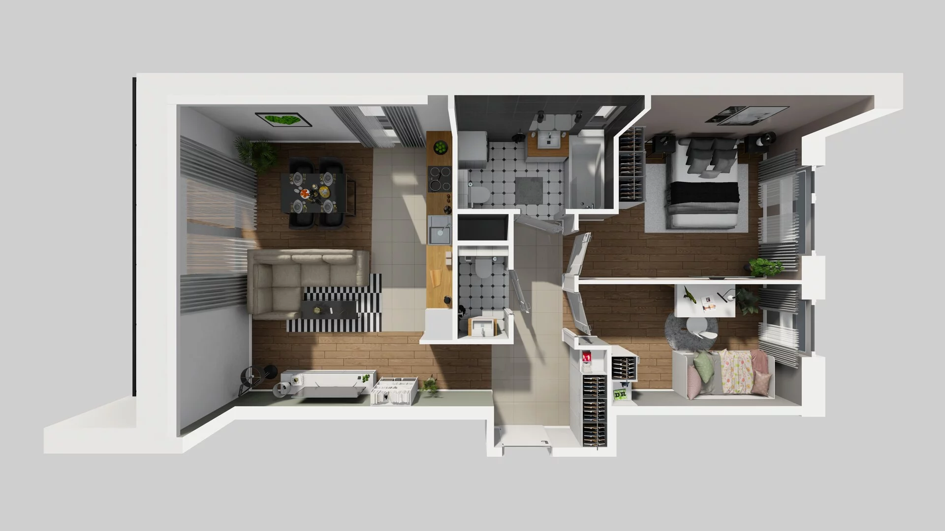 3 pokoje, mieszkanie 63,97 m², piętro 1, oferta nr O/6, Wille Biskupin etap 3, Wrocław, Biskupin-Sępolno-Dąbie-Bartoszowice, Śródmieście, ul. Braci Gierymskich