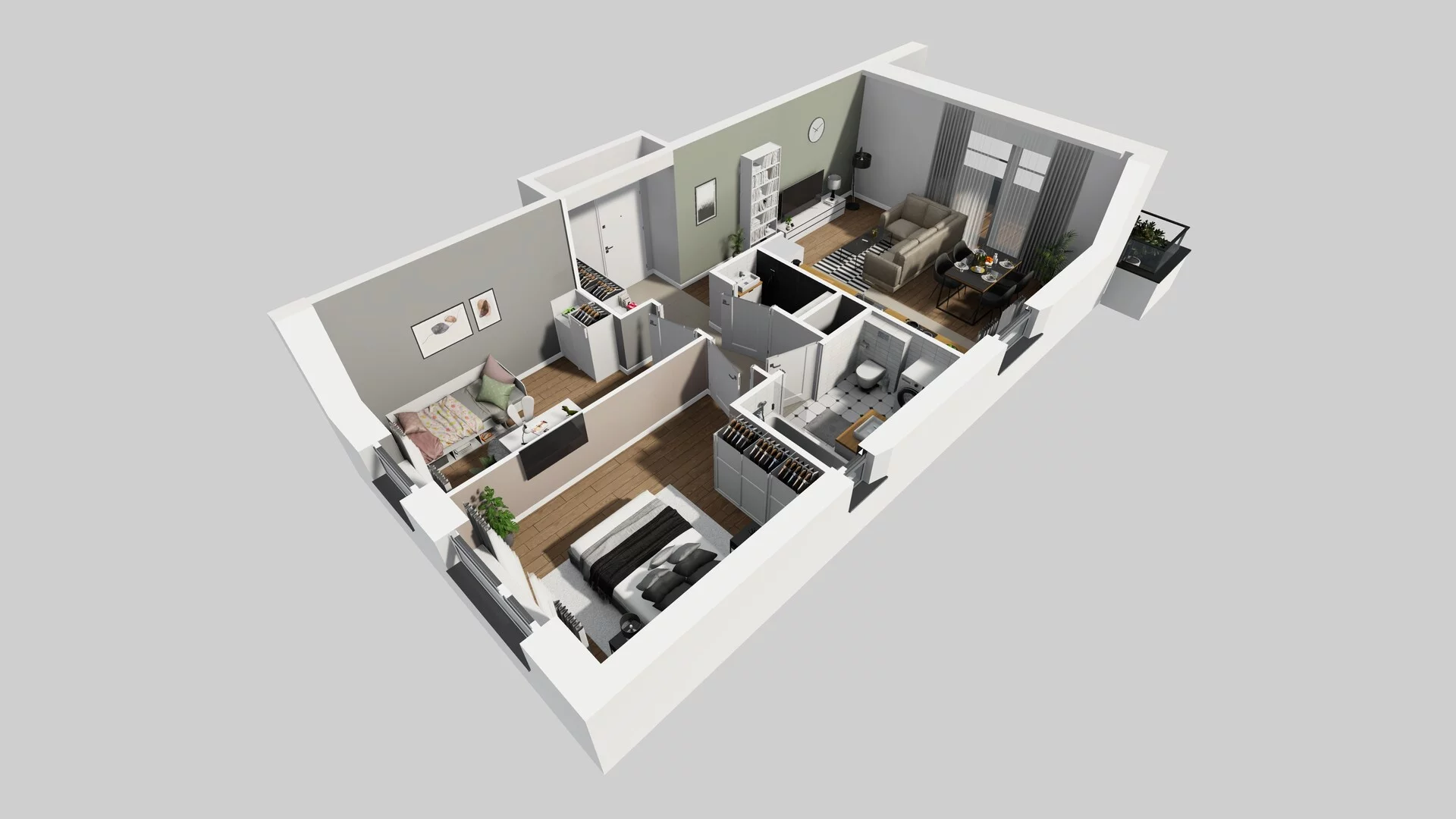 3 pokoje, mieszkanie 63,97 m², piętro 1, oferta nr O/6, Wille Biskupin etap 3, Wrocław, Biskupin-Sępolno-Dąbie-Bartoszowice, Śródmieście, ul. Braci Gierymskich