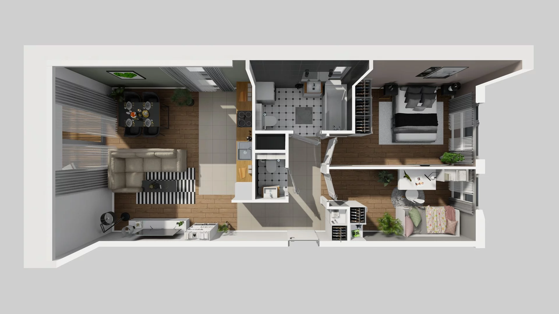 3 pokoje, mieszkanie 60,89 m², piętro 1, oferta nr P/6, Wille Biskupin etap 3, Wrocław, Biskupin-Sępolno-Dąbie-Bartoszowice, Śródmieście, ul. Braci Gierymskich