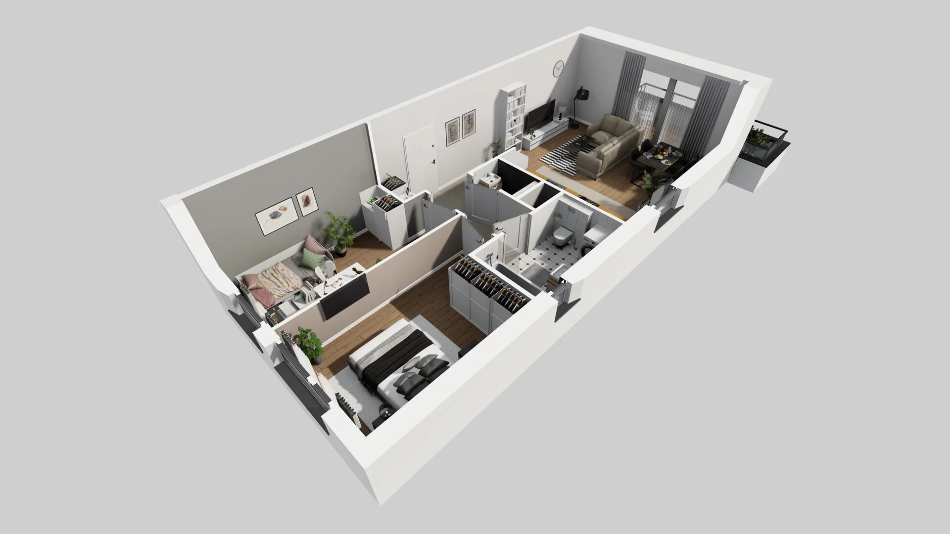 3 pokoje, mieszkanie 60,89 m², piętro 1, oferta nr P/6, Wille Biskupin etap 3, Wrocław, Biskupin-Sępolno-Dąbie-Bartoszowice, Śródmieście, ul. Braci Gierymskich