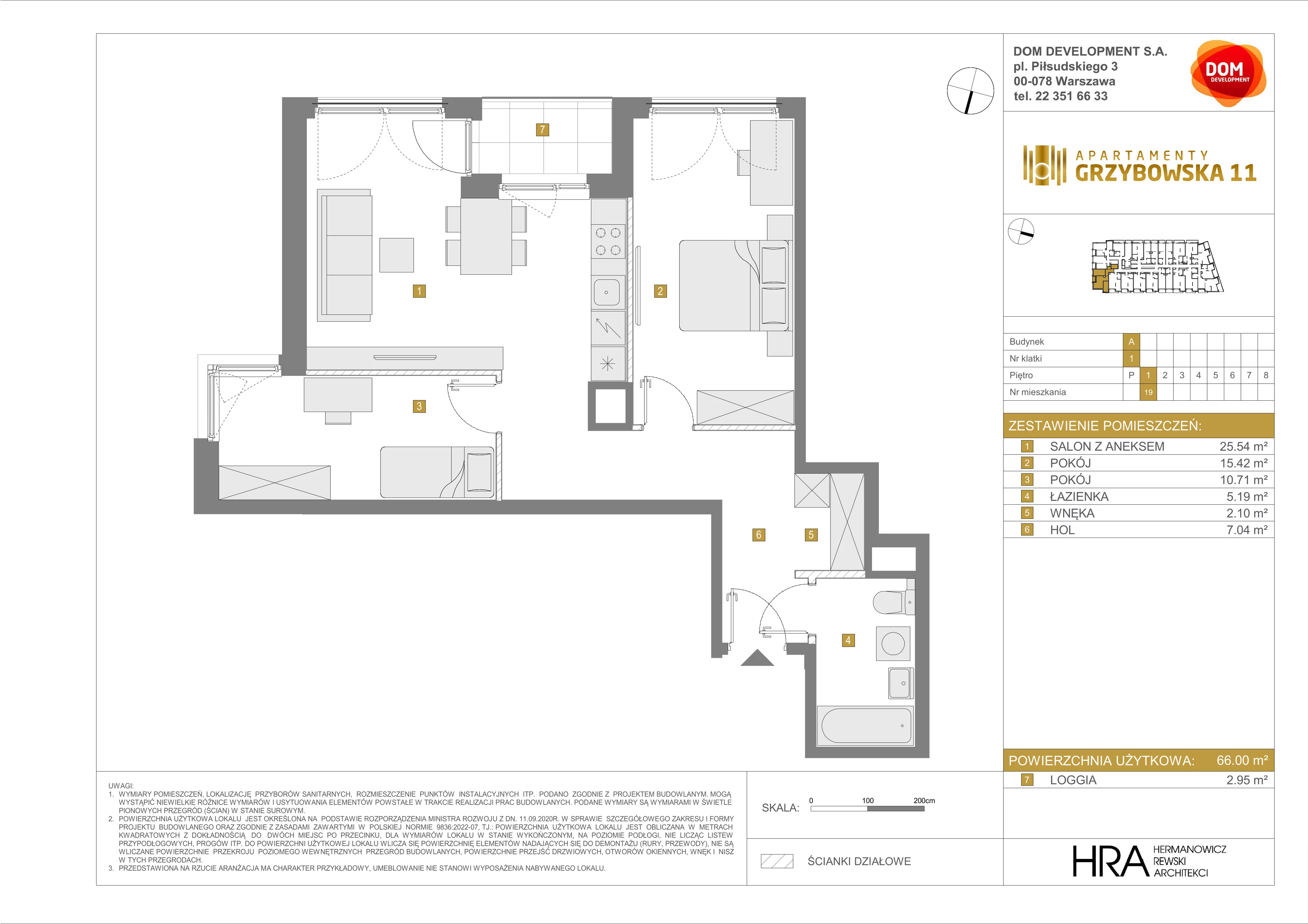 3 pokoje, apartament 66,00 m², piętro 1, oferta nr A/19, Apartamenty Grzybowska 11, Warszawa, Śródmieście, Śródmieście Północne, ul. Grzybowska 11