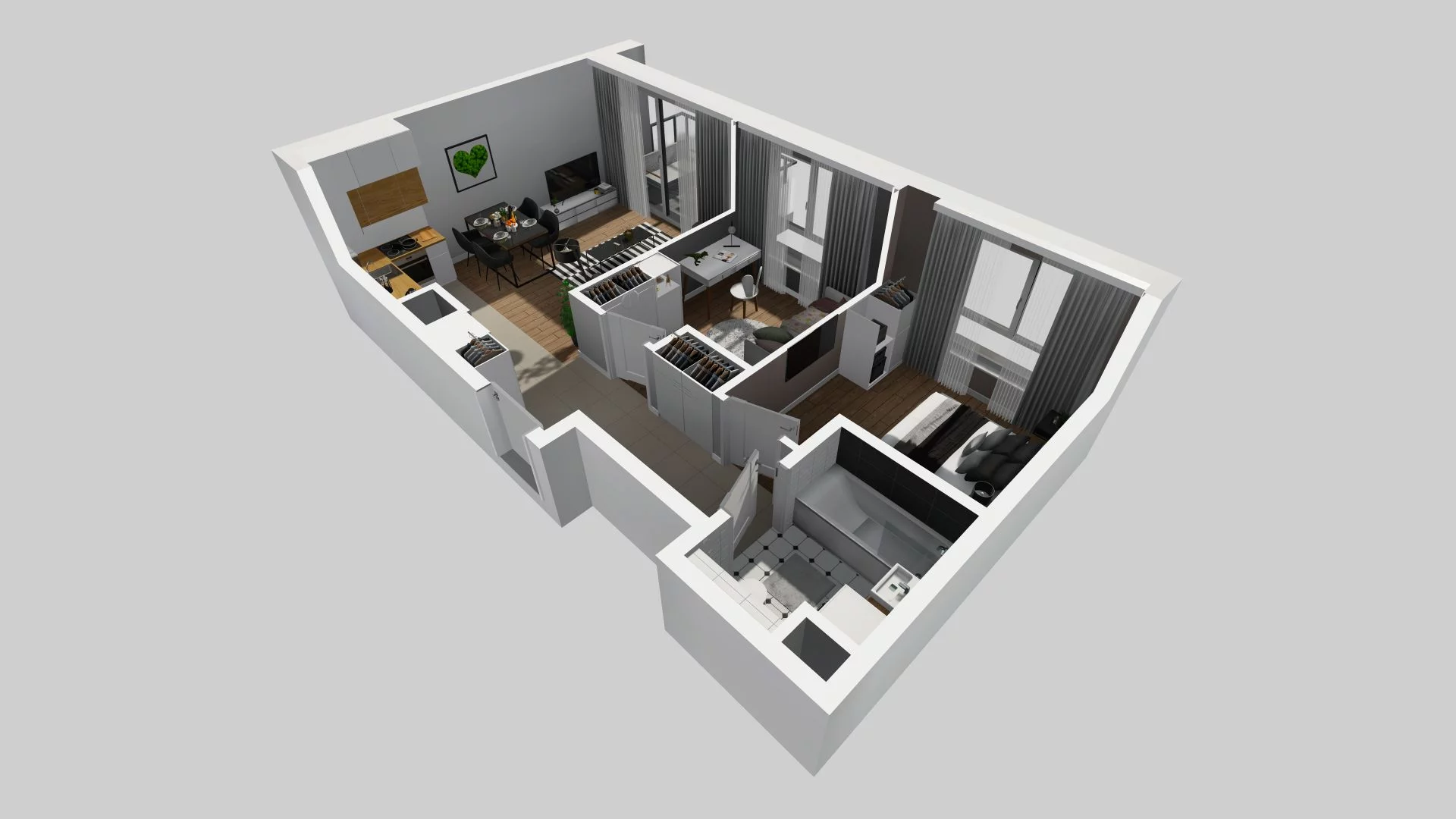3 pokoje, mieszkanie 49,89 m², piętro 1, oferta nr H/13, Metro Zachód 8 bud. E-H, Warszawa, Bemowo, Chrzanów, ul. Jana Heweliusza