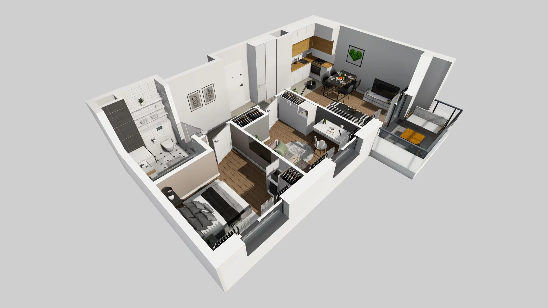 3 pokoje, mieszkanie 49,89 m², piętro 1, oferta nr H/13, Metro Zachód 8 bud. E-H, Warszawa, Bemowo, Chrzanów, ul. Jana Heweliusza