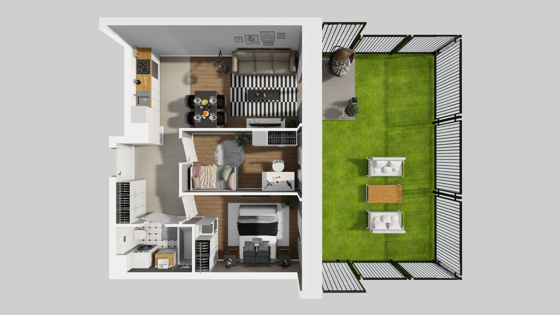 3 pokoje, mieszkanie 49,59 m², parter, oferta nr B/28, Apartamenty nad Oławką 2, Wrocław, Przedmieście Oławskie, Krzyki, ul. Krakowska 98a