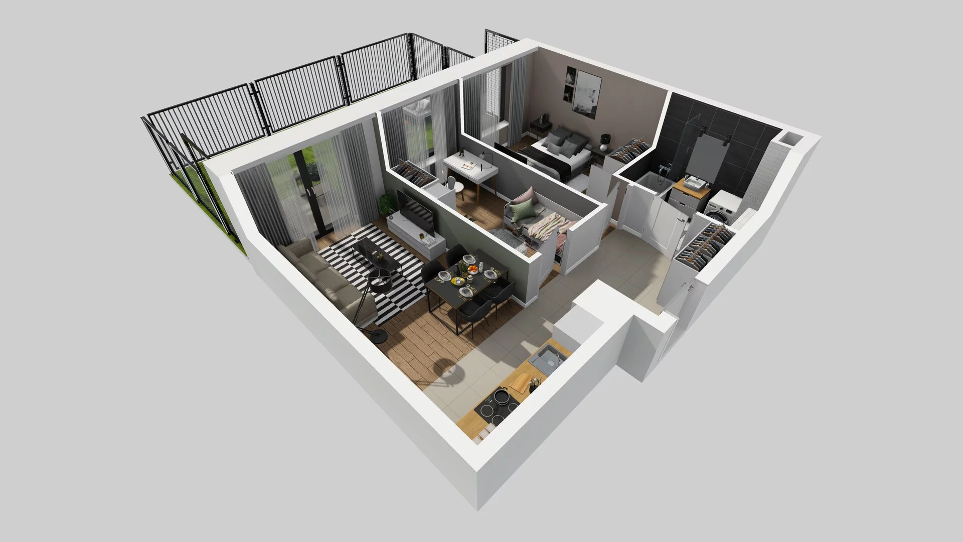 3 pokoje, mieszkanie 49,59 m², parter, oferta nr B/28, Apartamenty nad Oławką 2, Wrocław, Przedmieście Oławskie, Krzyki, ul. Krakowska 98a