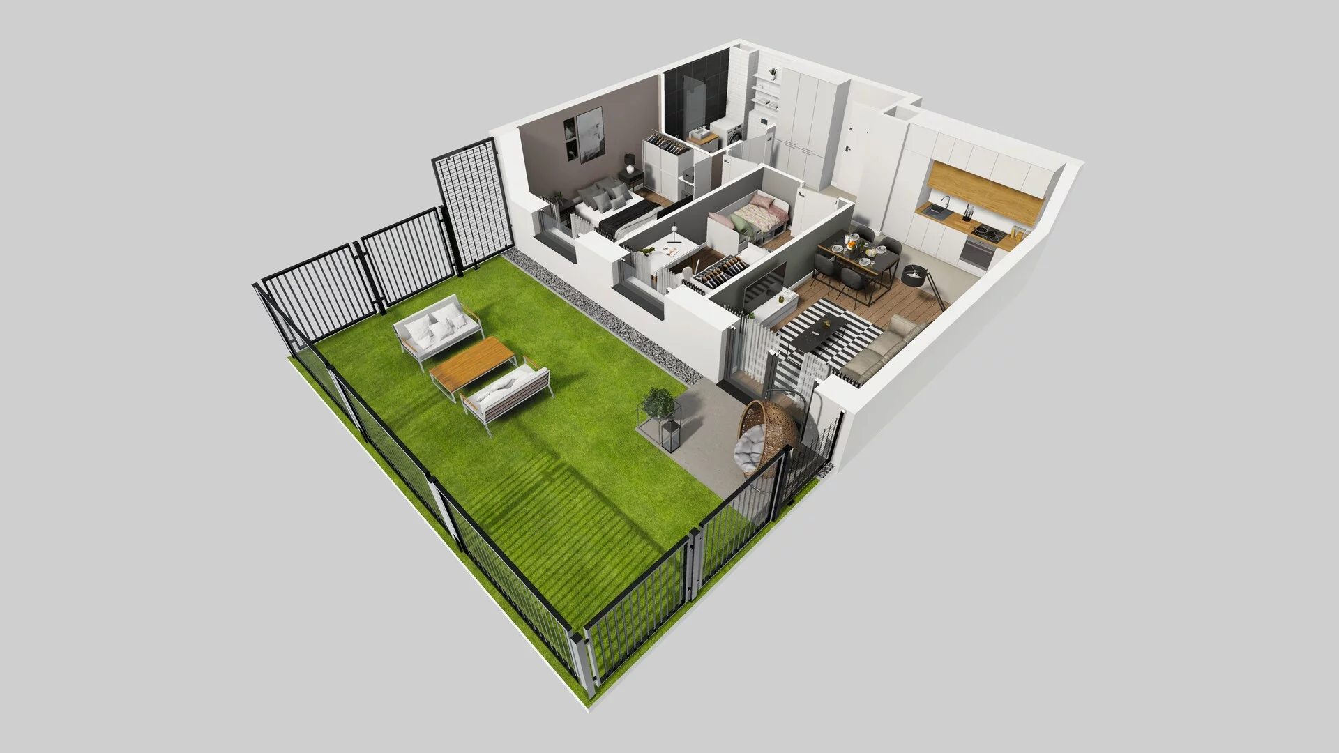 3 pokoje, mieszkanie 49,59 m², parter, oferta nr B/28, Apartamenty nad Oławką 2, Wrocław, Przedmieście Oławskie, Krzyki, ul. Krakowska 98a