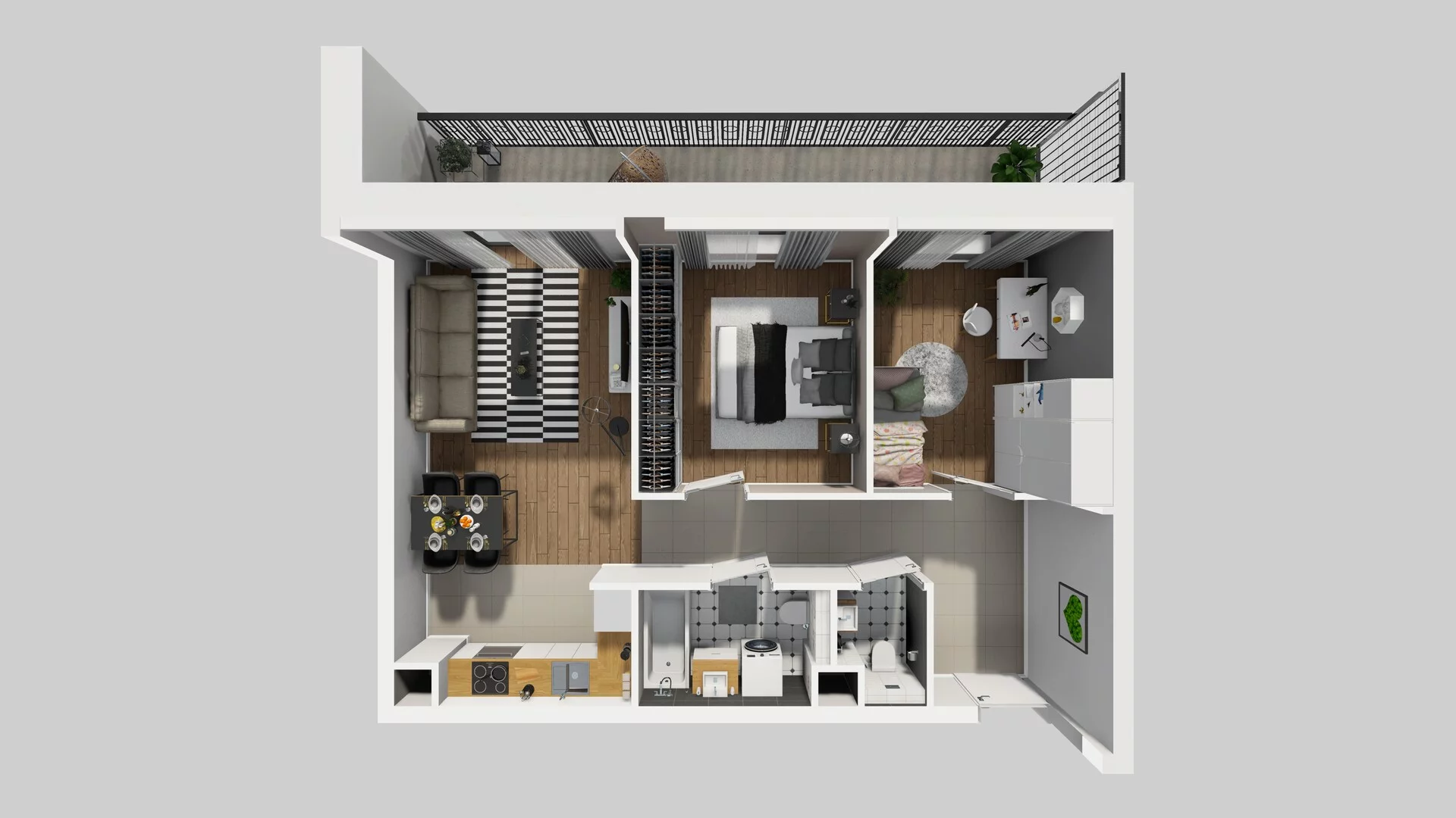 3 pokoje, mieszkanie 60,18 m², piętro 1, oferta nr B/33, Apartamenty nad Oławką 2, Wrocław, Przedmieście Oławskie, Krzyki, ul. Krakowska 98a