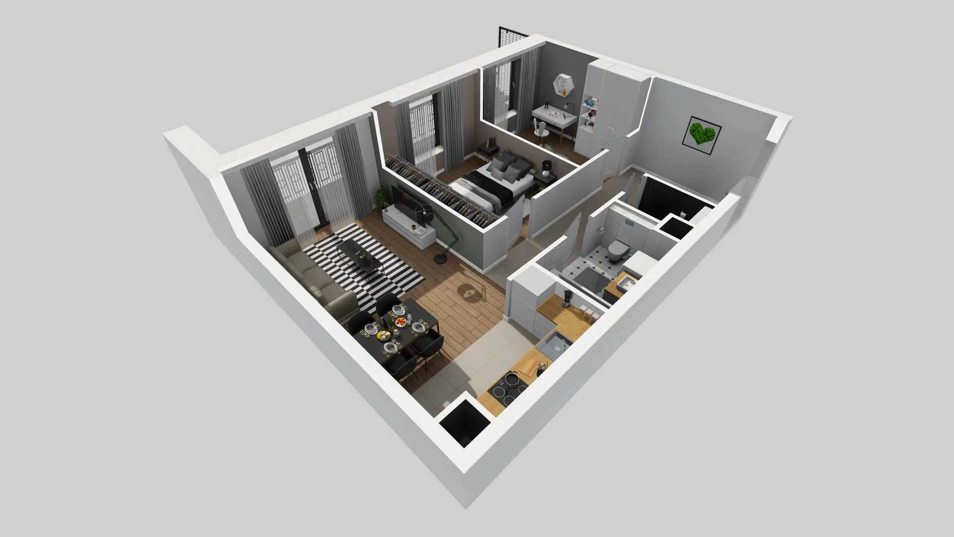 3 pokoje, mieszkanie 60,18 m², piętro 1, oferta nr B/33, Apartamenty nad Oławką 2, Wrocław, Przedmieście Oławskie, Krzyki, ul. Krakowska 98a