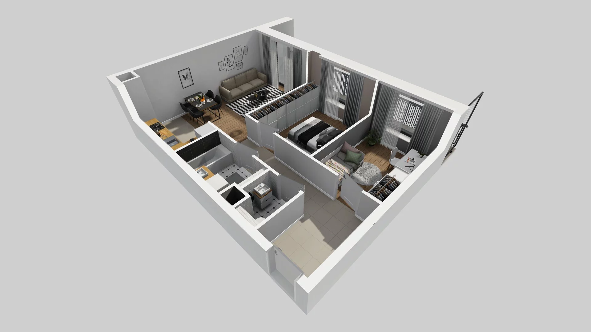 3 pokoje, mieszkanie 60,18 m², piętro 1, oferta nr B/33, Apartamenty nad Oławką 2, Wrocław, Przedmieście Oławskie, Krzyki, ul. Krakowska 98a