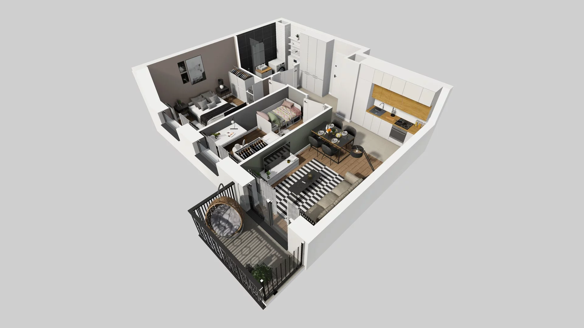 3 pokoje, mieszkanie 49,59 m², piętro 1, oferta nr B/34, Apartamenty nad Oławką 2, Wrocław, Przedmieście Oławskie, Krzyki, ul. Krakowska 98a