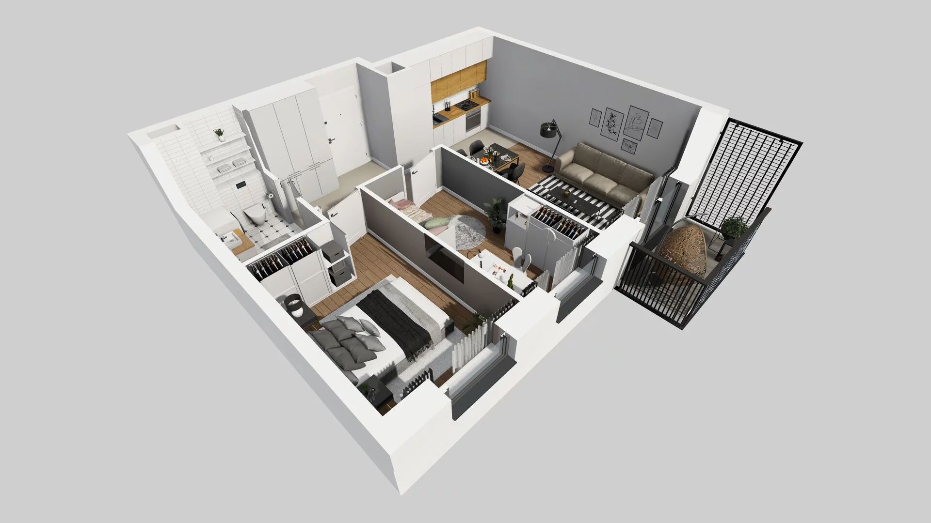 3 pokoje, mieszkanie 49,59 m², piętro 1, oferta nr B/34, Apartamenty nad Oławką 2, Wrocław, Przedmieście Oławskie, Krzyki, ul. Krakowska 98a