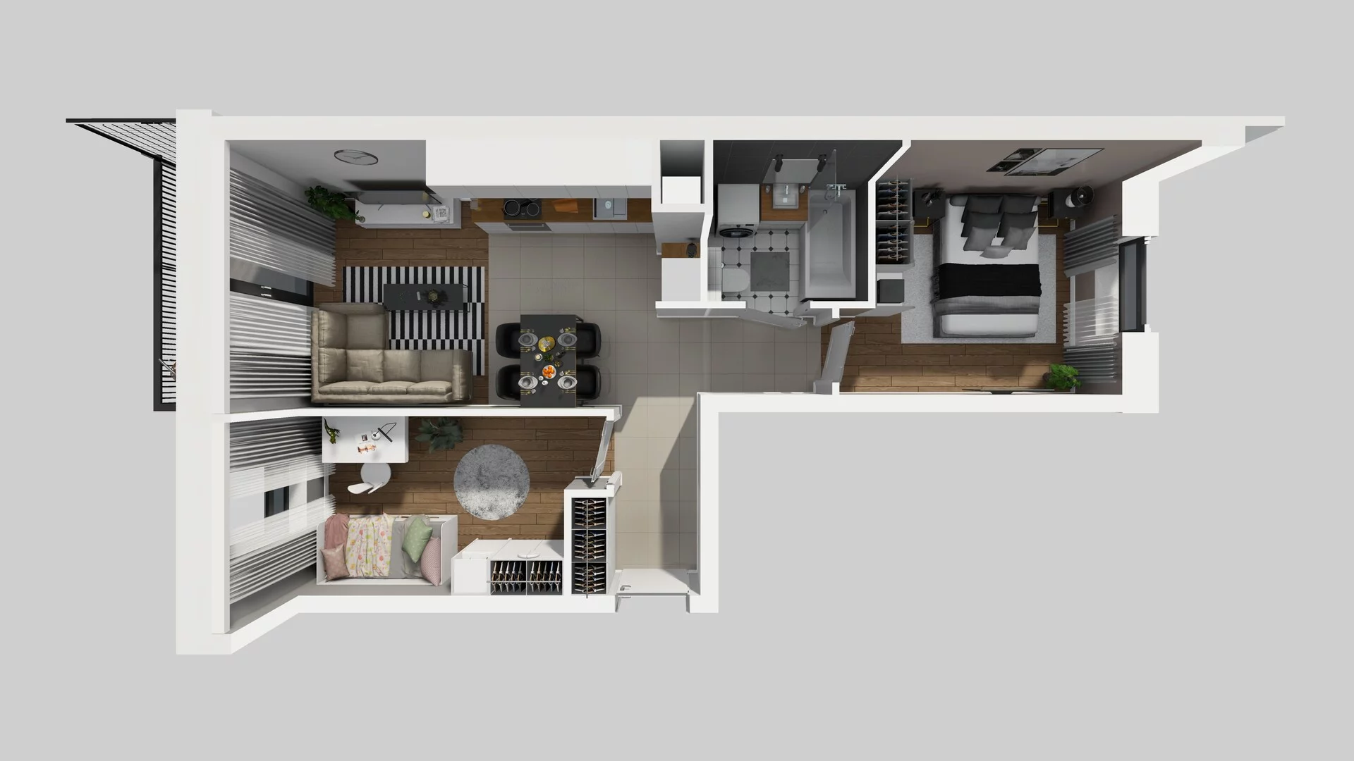 3 pokoje, mieszkanie 49,79 m², piętro 1, oferta nr B/60, Apartamenty nad Oławką 2, Wrocław, Przedmieście Oławskie, Krzyki, ul. Krakowska 98a