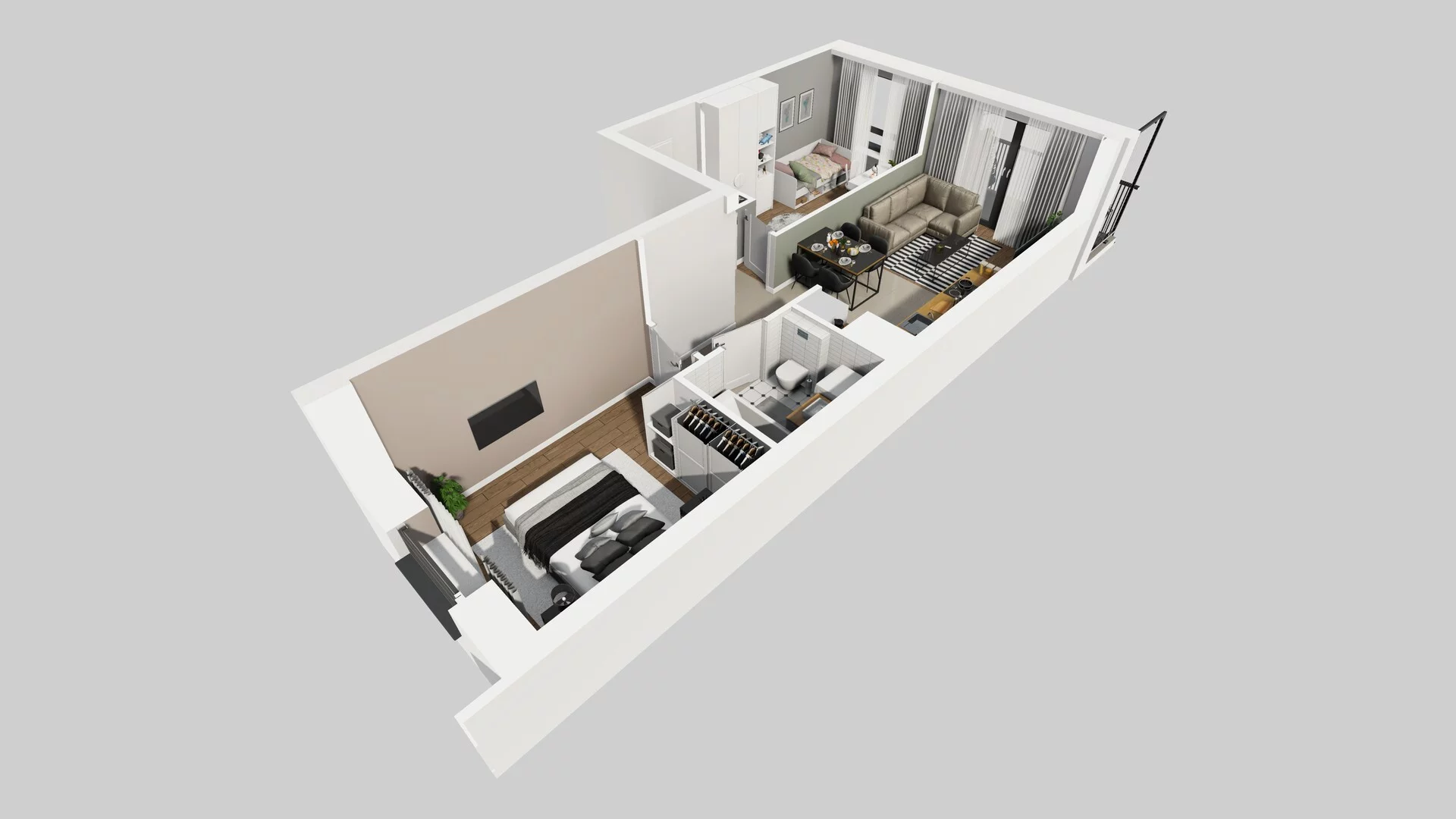 3 pokoje, mieszkanie 49,79 m², piętro 1, oferta nr B/60, Apartamenty nad Oławką 2, Wrocław, Przedmieście Oławskie, Krzyki, ul. Krakowska 98a