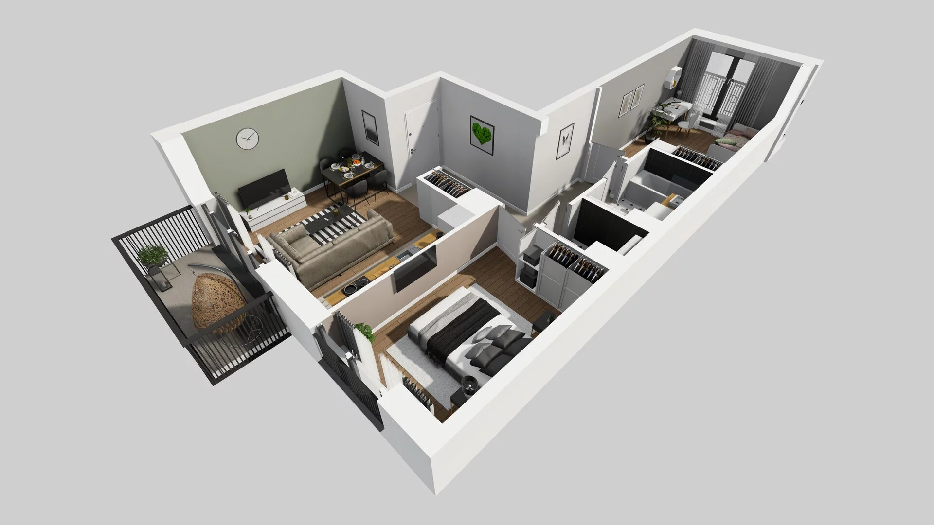 3 pokoje, mieszkanie 57,82 m², piętro 2, oferta nr B/121, Apartamenty nad Oławką 2, Wrocław, Przedmieście Oławskie, Krzyki, ul. Krakowska 98a