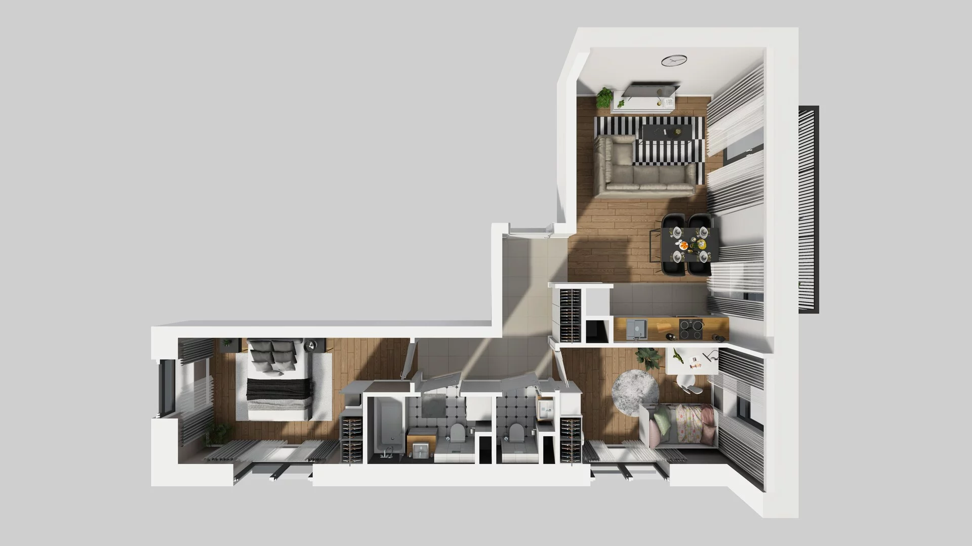 3 pokoje, mieszkanie 59,44 m², piętro 3, oferta nr B/12, Apartamenty nad Oławką 2, Wrocław, Przedmieście Oławskie, Krzyki, ul. Krakowska 98a