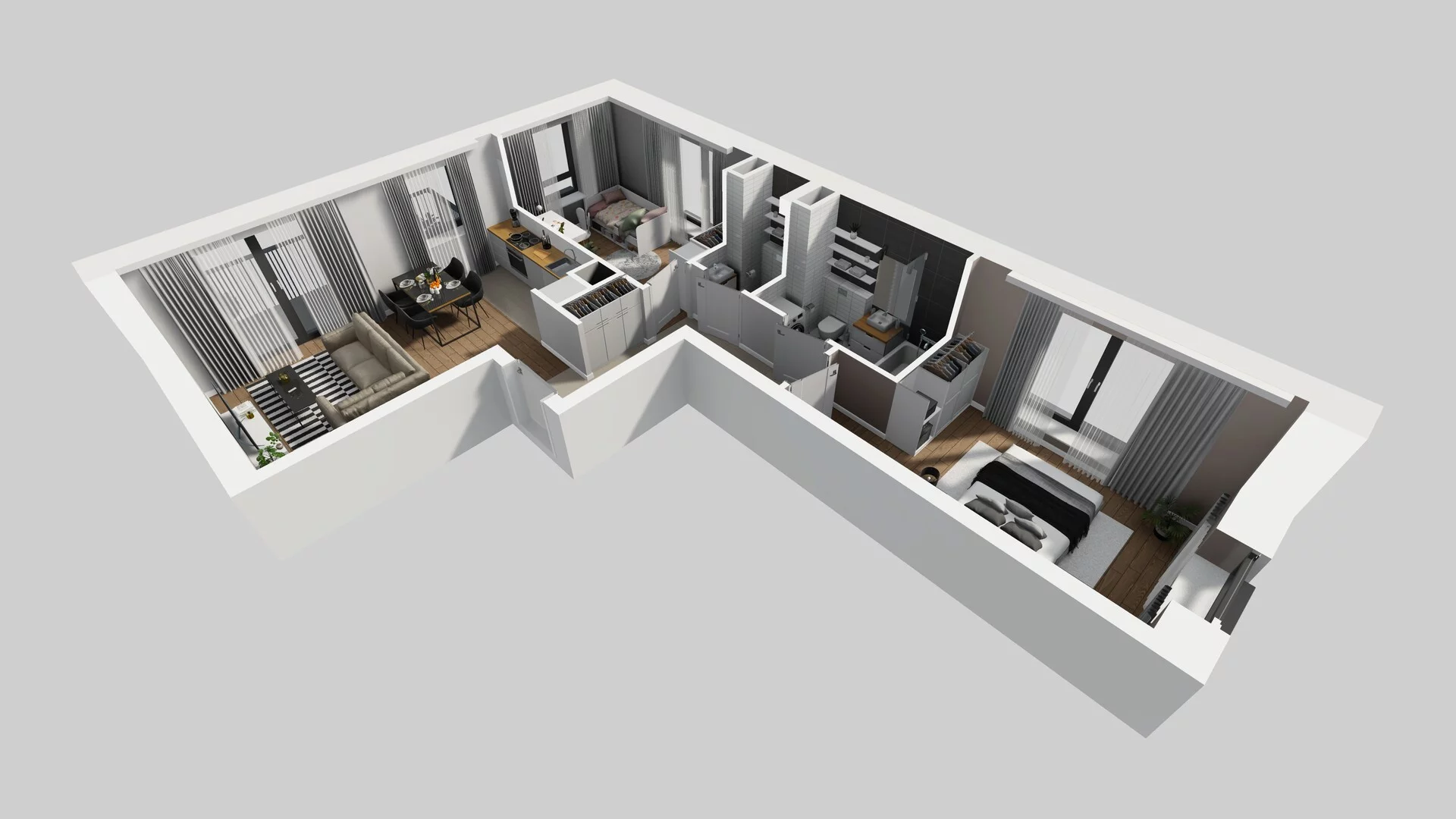 3 pokoje, mieszkanie 59,44 m², piętro 3, oferta nr B/12, Apartamenty nad Oławką 2, Wrocław, Przedmieście Oławskie, Krzyki, ul. Krakowska 98a