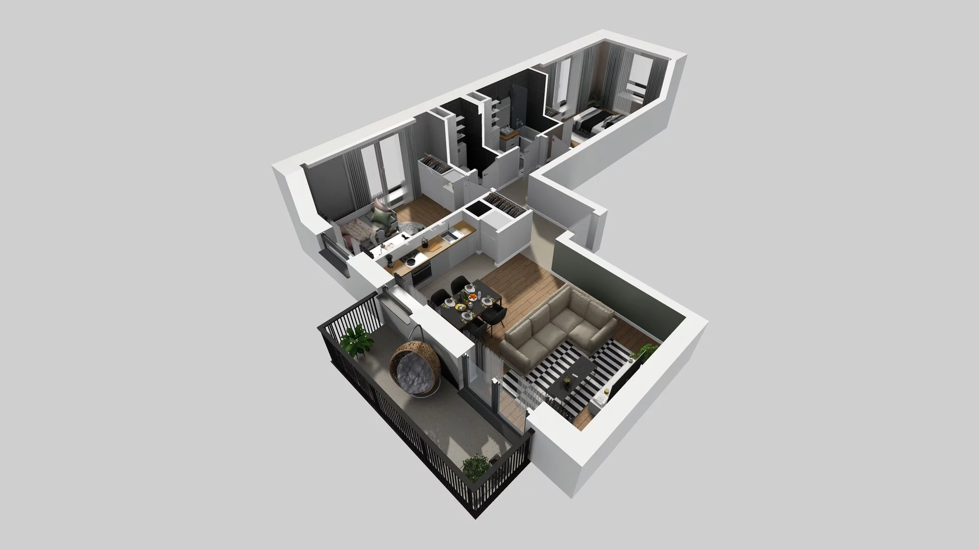 3 pokoje, mieszkanie 59,44 m², piętro 3, oferta nr B/12, Apartamenty nad Oławką 2, Wrocław, Przedmieście Oławskie, Krzyki, ul. Krakowska 98a