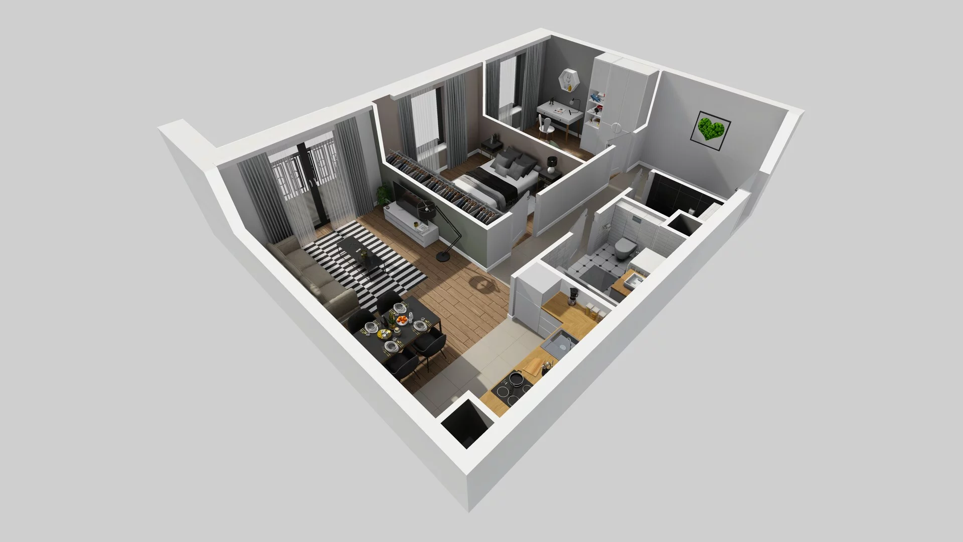 3 pokoje, mieszkanie 60,18 m², piętro 3, oferta nr B/41, Apartamenty nad Oławką 2, Wrocław, Przedmieście Oławskie, Krzyki, ul. Krakowska 98a